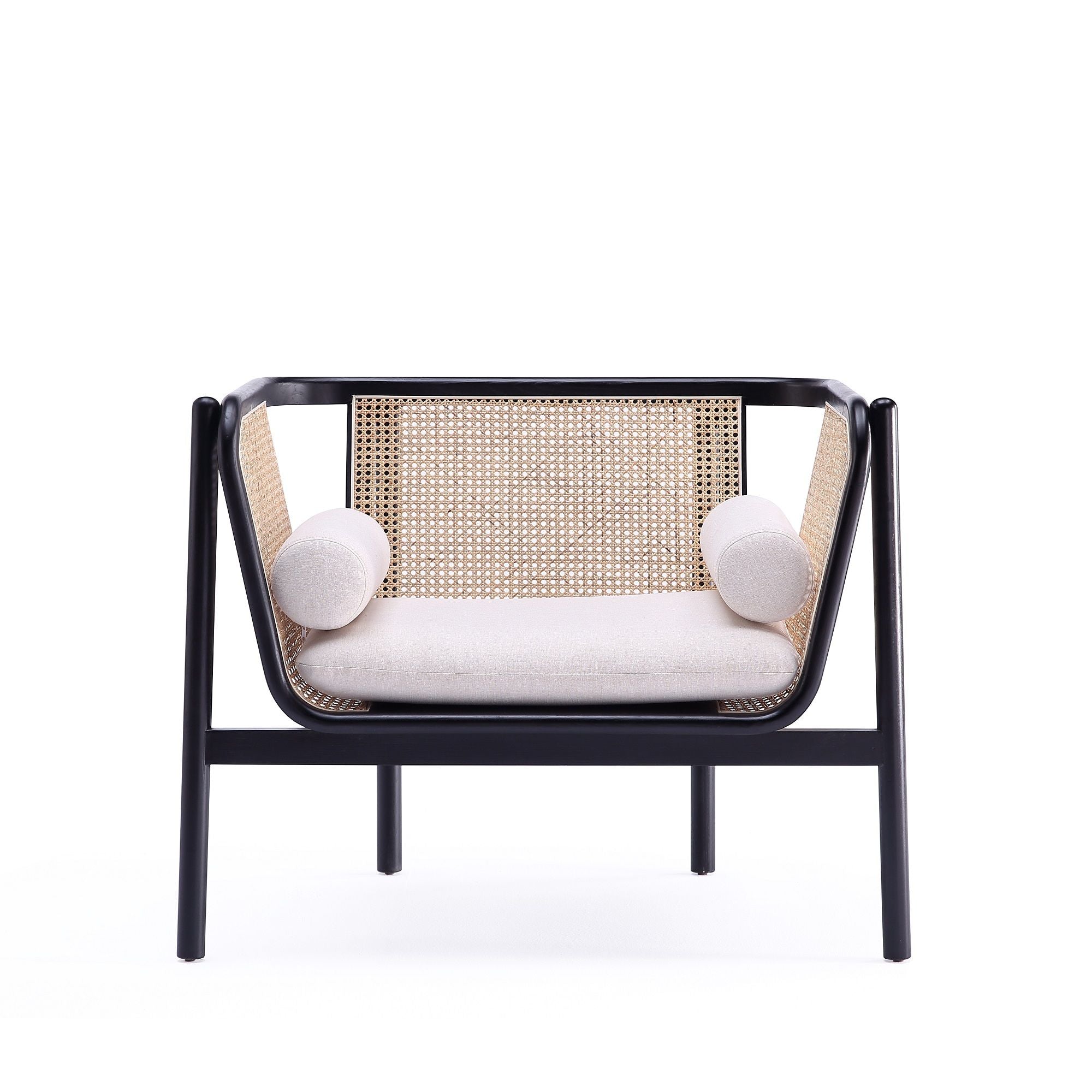 Versailles - Accent Armchair With Rattan Frame - Cream