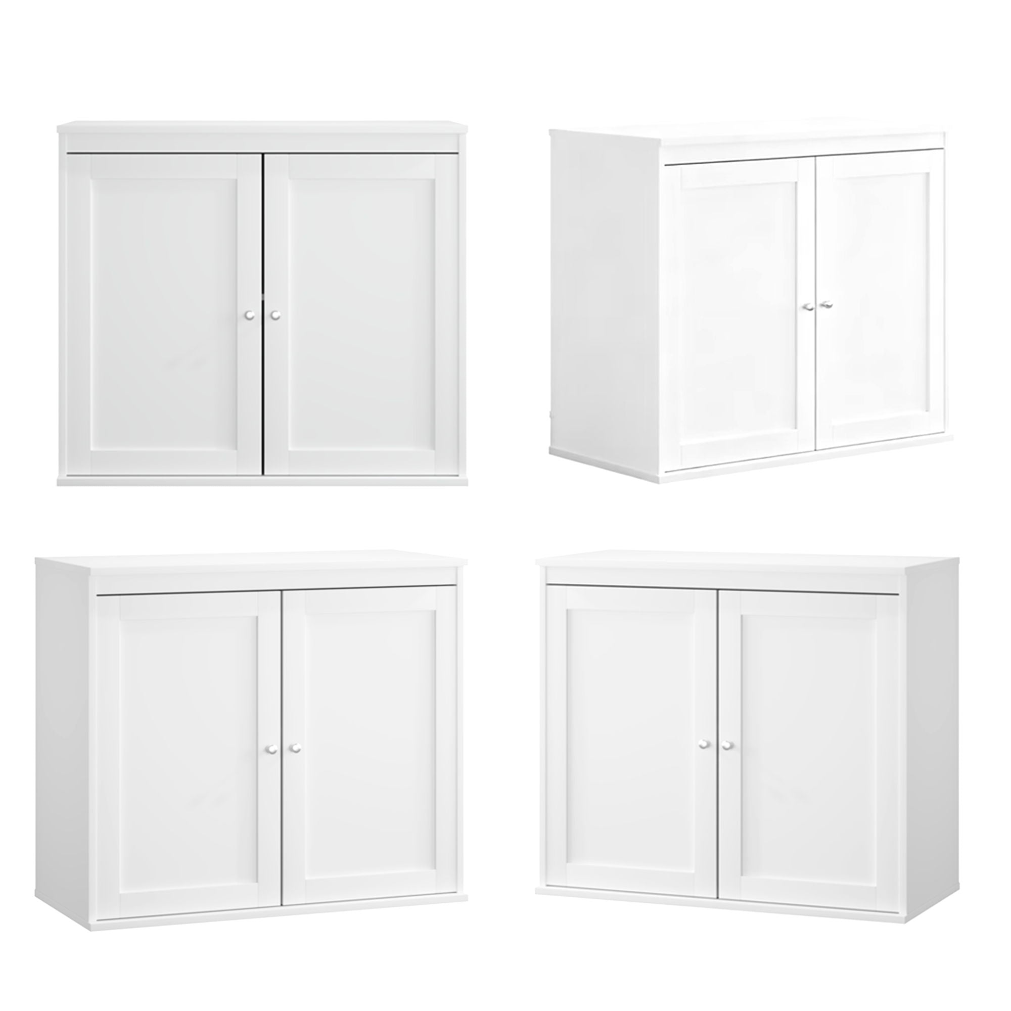 Kitchen Storage Cabinet With Double Doors, Adjustable Shelves, Sideboard Buffet For Dining Room - White
