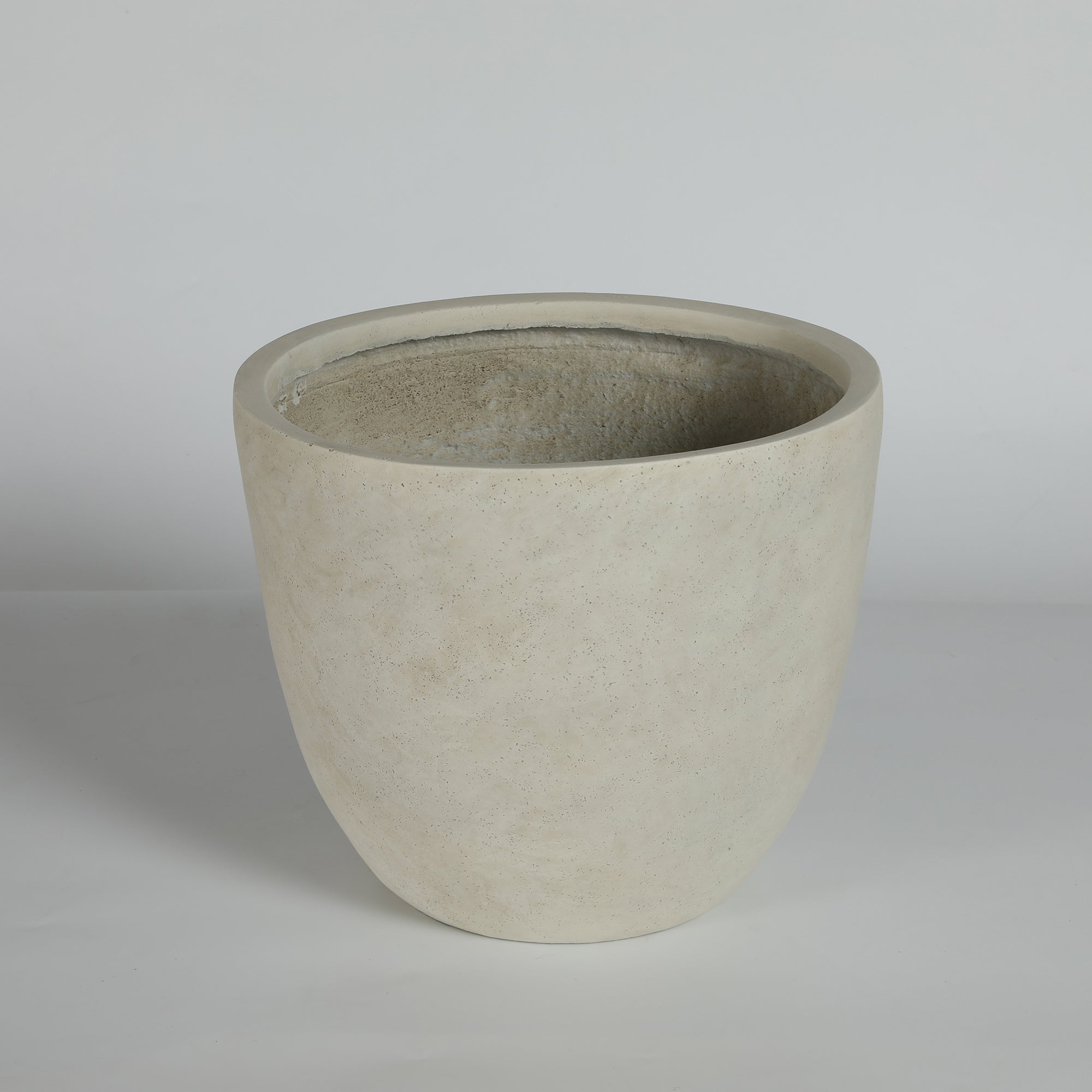 Round Concrete Planter Set of 2, Large Outdoor Indoor Handmade Rustic Decorative Planter Pots with Drainage Holes
