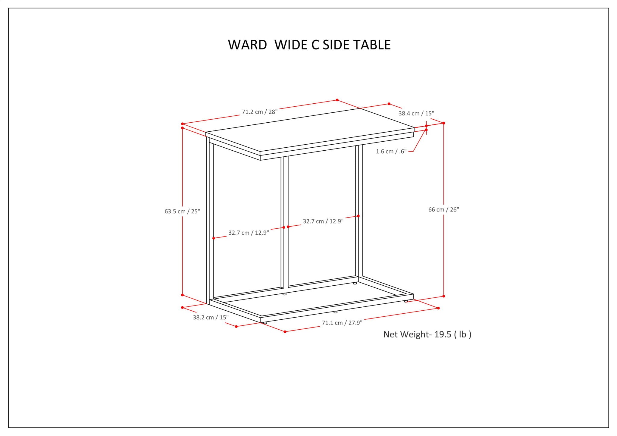 Ward - Wide C Side Table - Warm Gray
