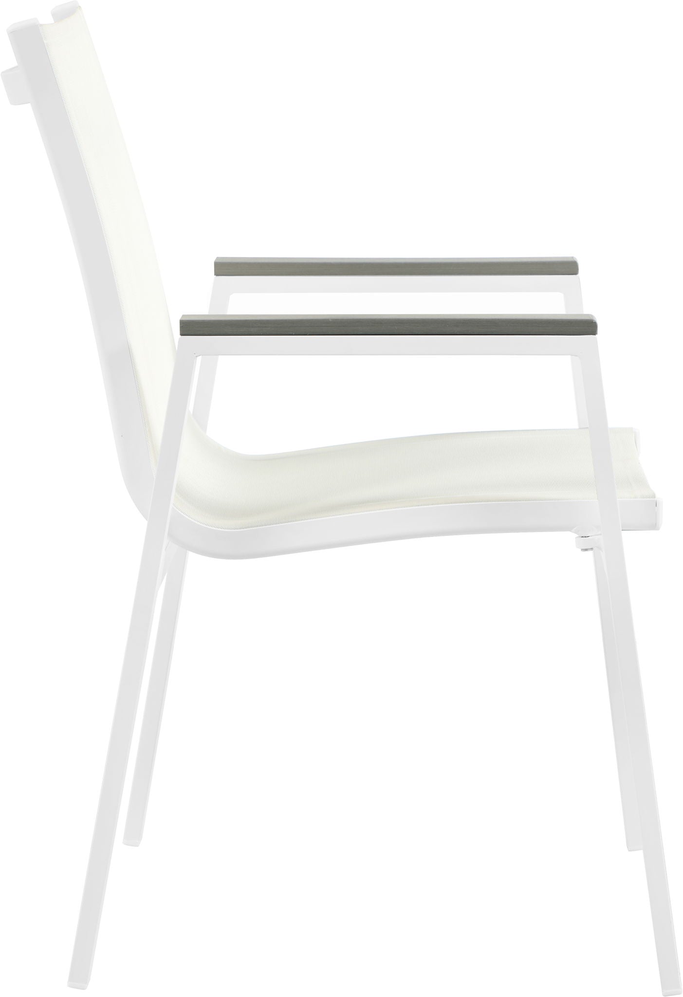 Nizuc - Outdoor Patio Dining Arm Chair With White Frame And Gray Arms (Set of 2)