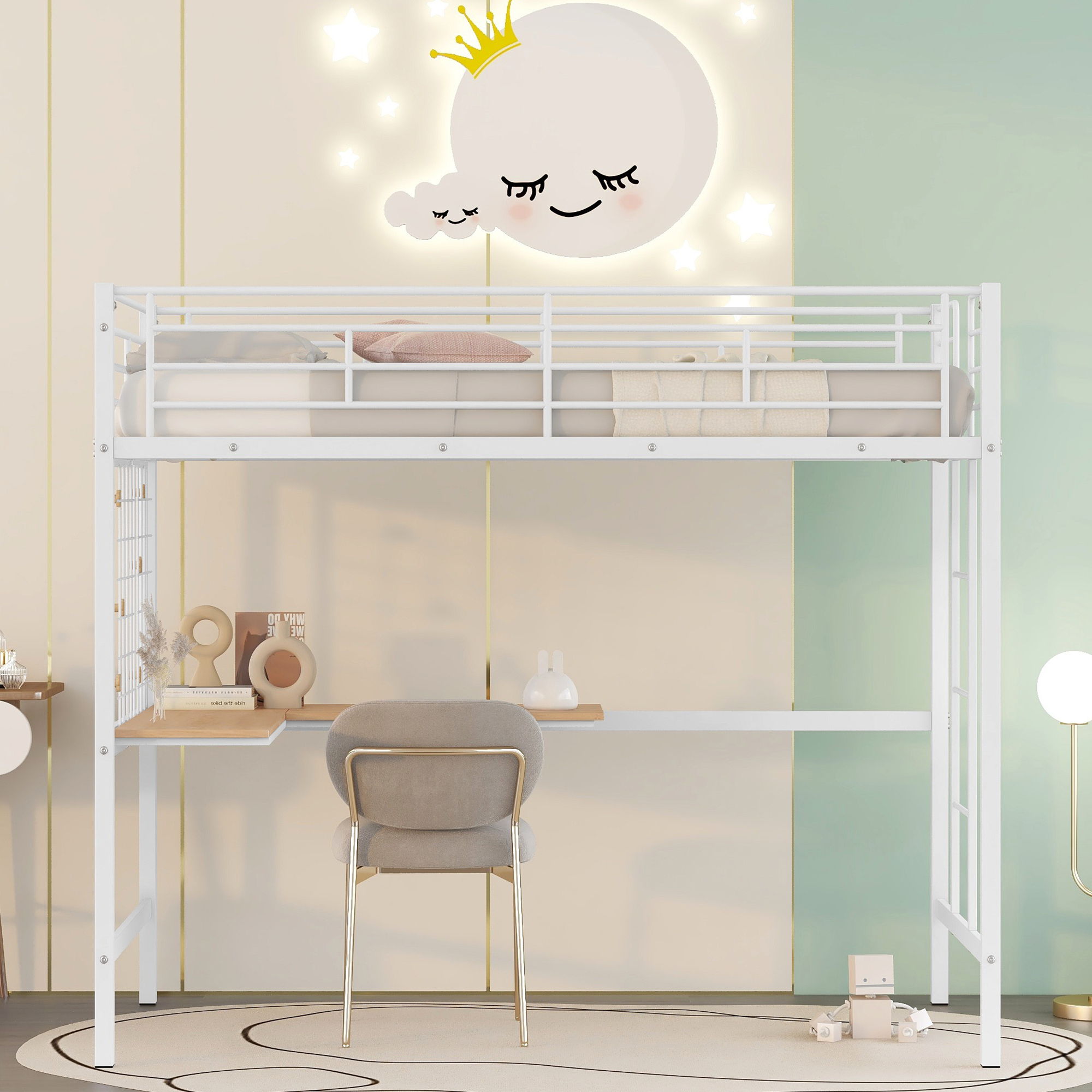 Bed With Desk And Grid