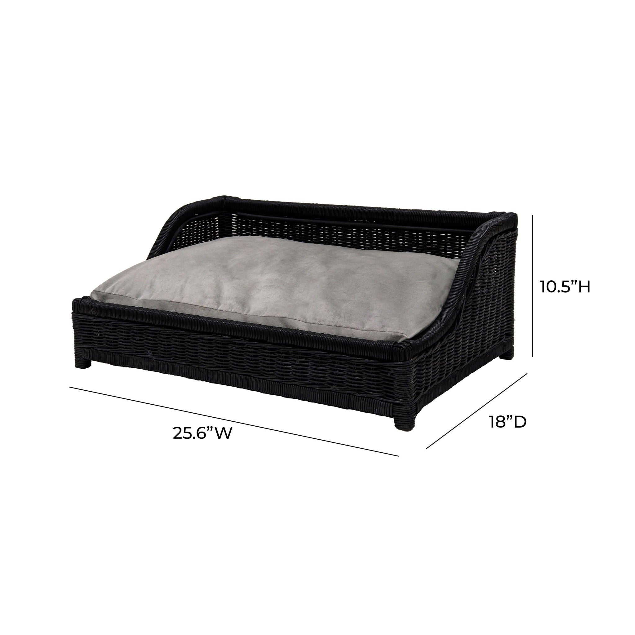 Poppy - Rattan Small Pet Bed - Black