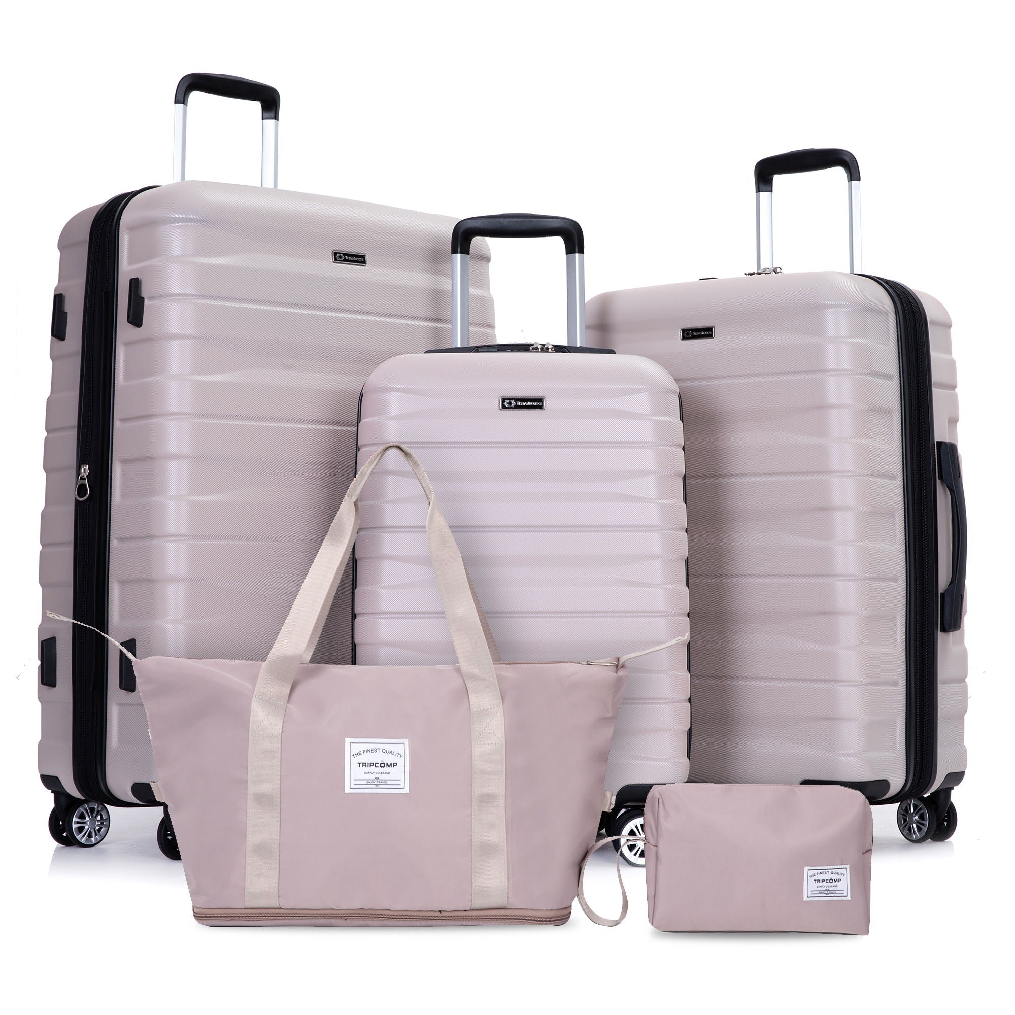 Luggage Set Of 5 Pieces, Expandable Hard Pc Luggage Set With Tsa Lock For Rotating Wheels