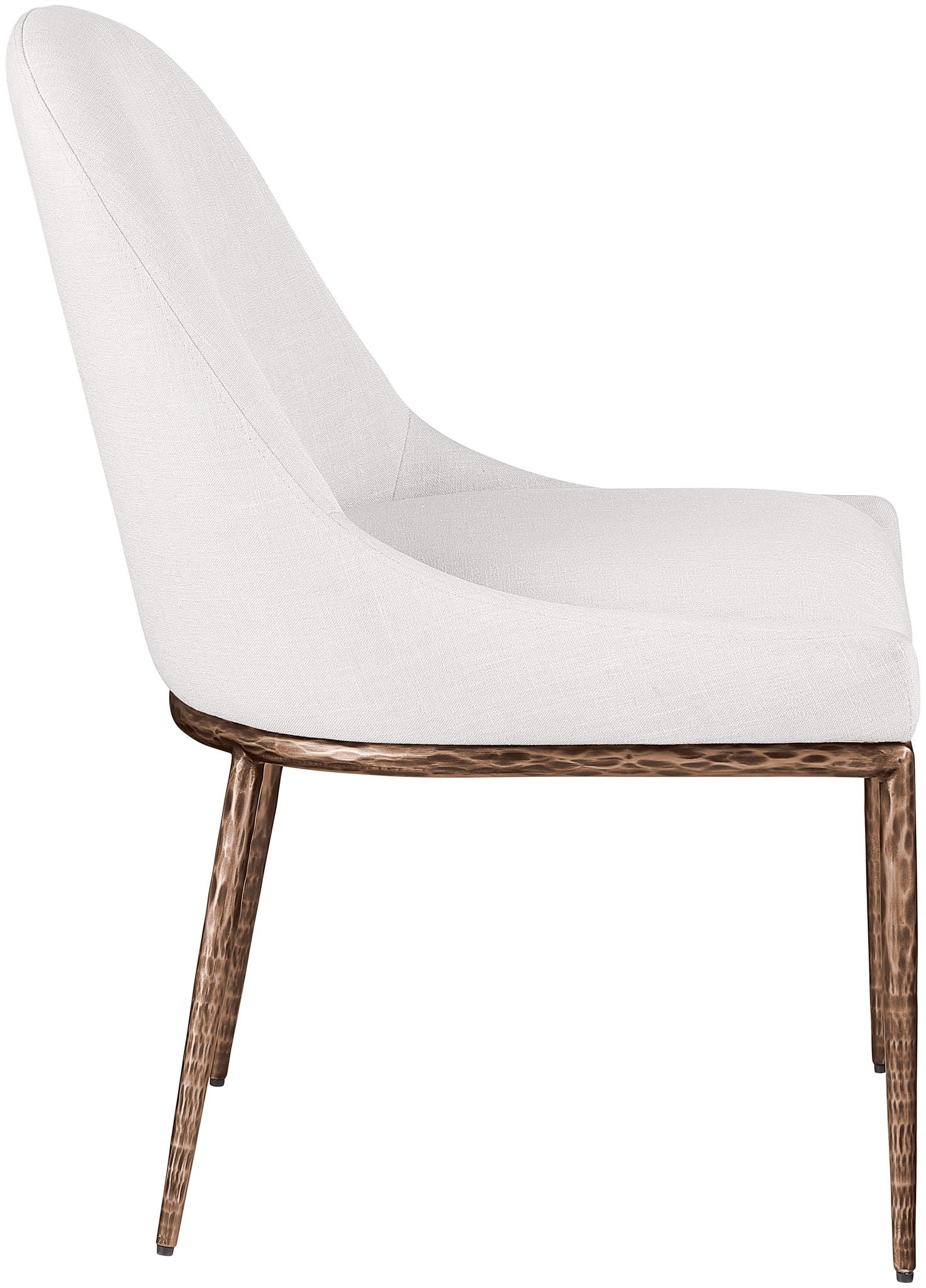 Ferro - Linen Textured Performance Fabric Upholstered Dining Side Chair - Cream / Brushed Bronze