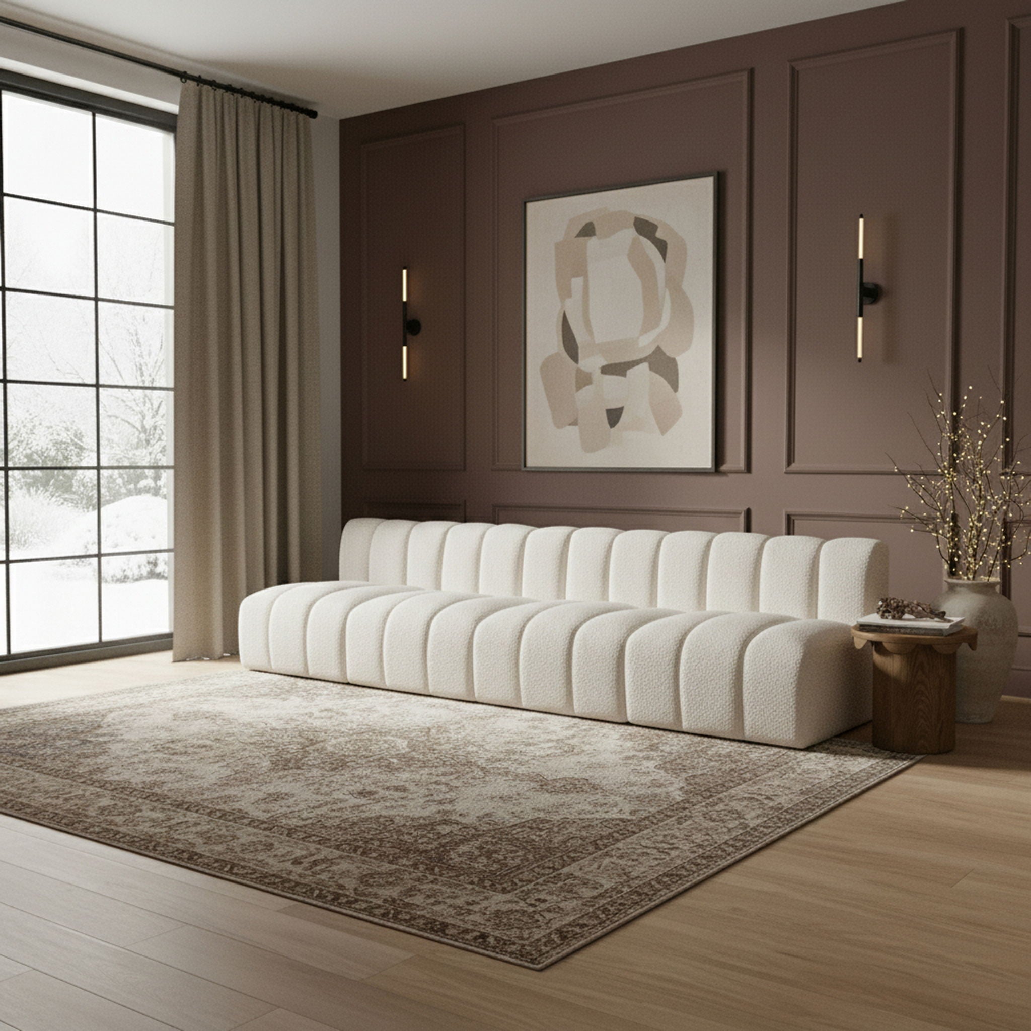 Arc - Boucle Fabric 4 Seats Modular Sofa