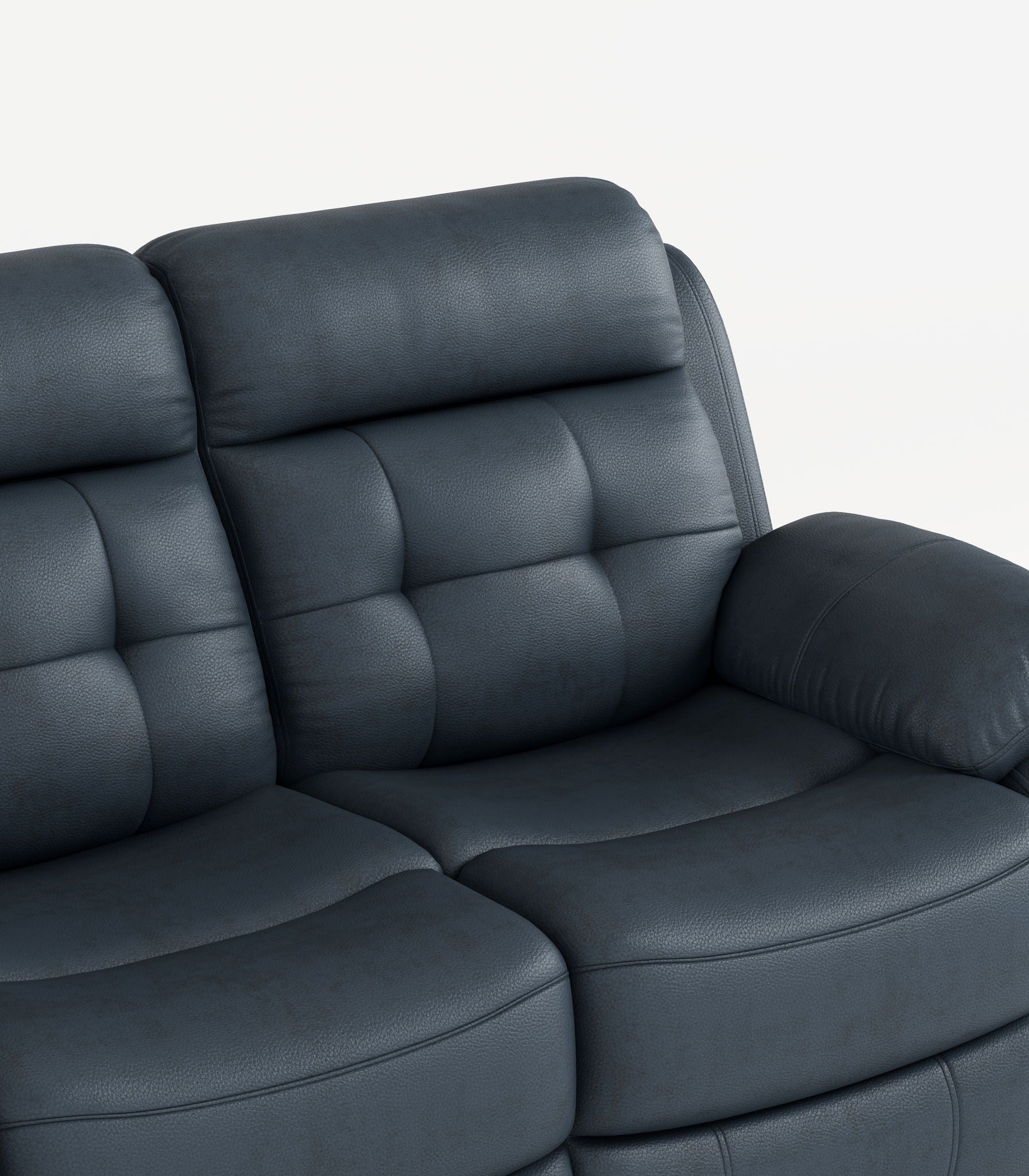 Genuine Leather Non Power Reclining Sofa With Drop Down Table, Stainless Steel Cupholders And Magazine Bag