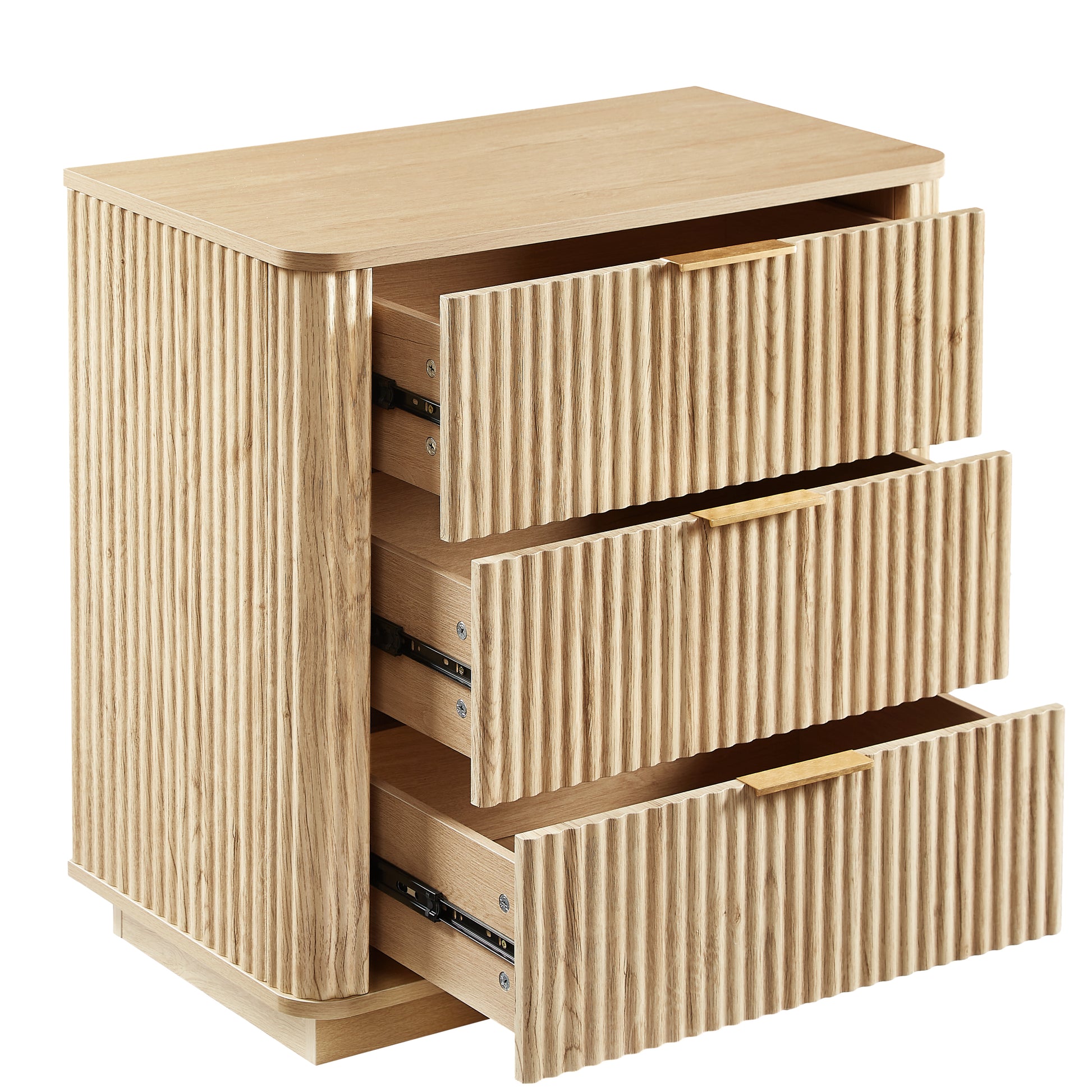 Willow Modern Light Oak Wood Fluted Nightstand - Best Buy Furniture