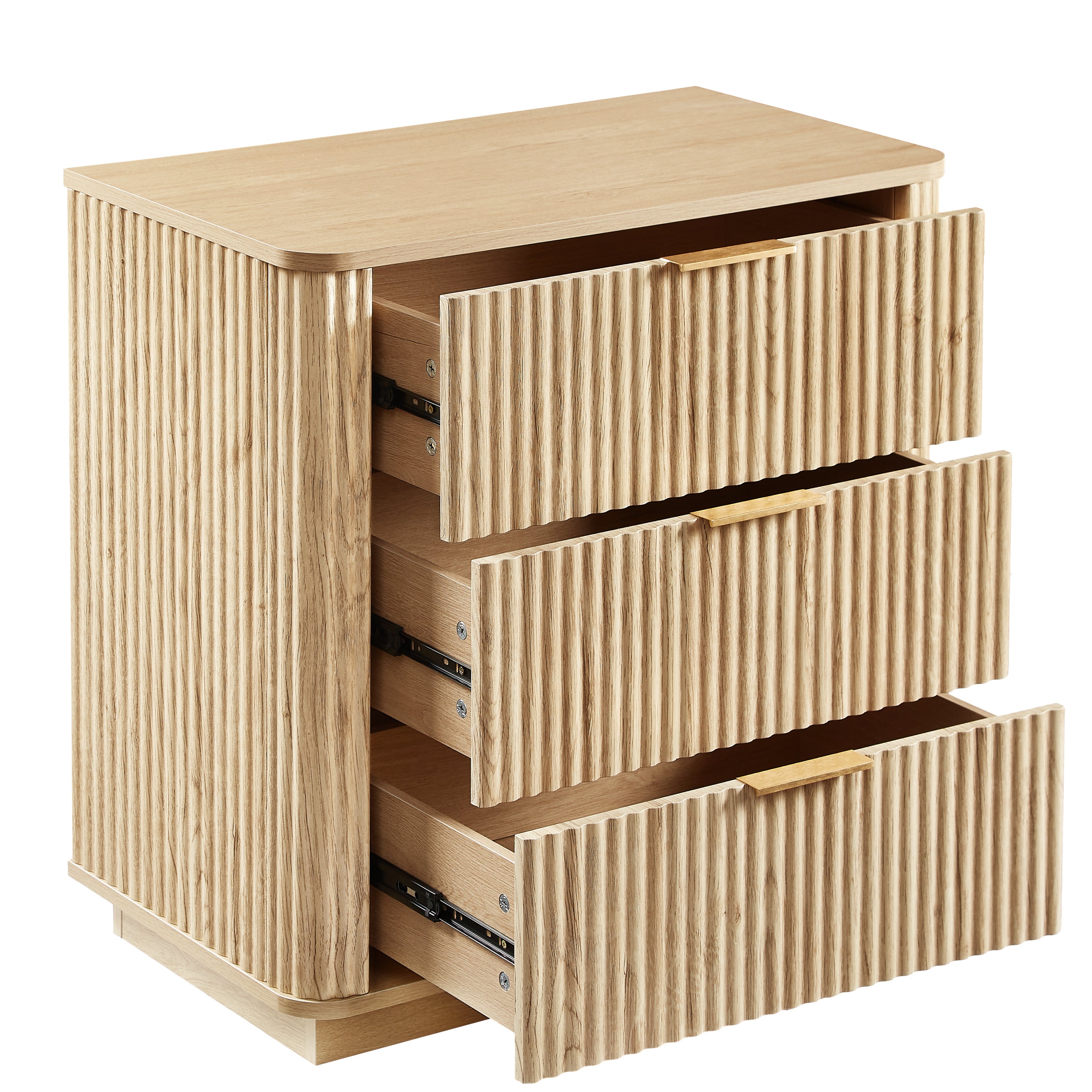 Willow Modern Light Oak Wood Fluted Nightstand - Best Buy Furniture