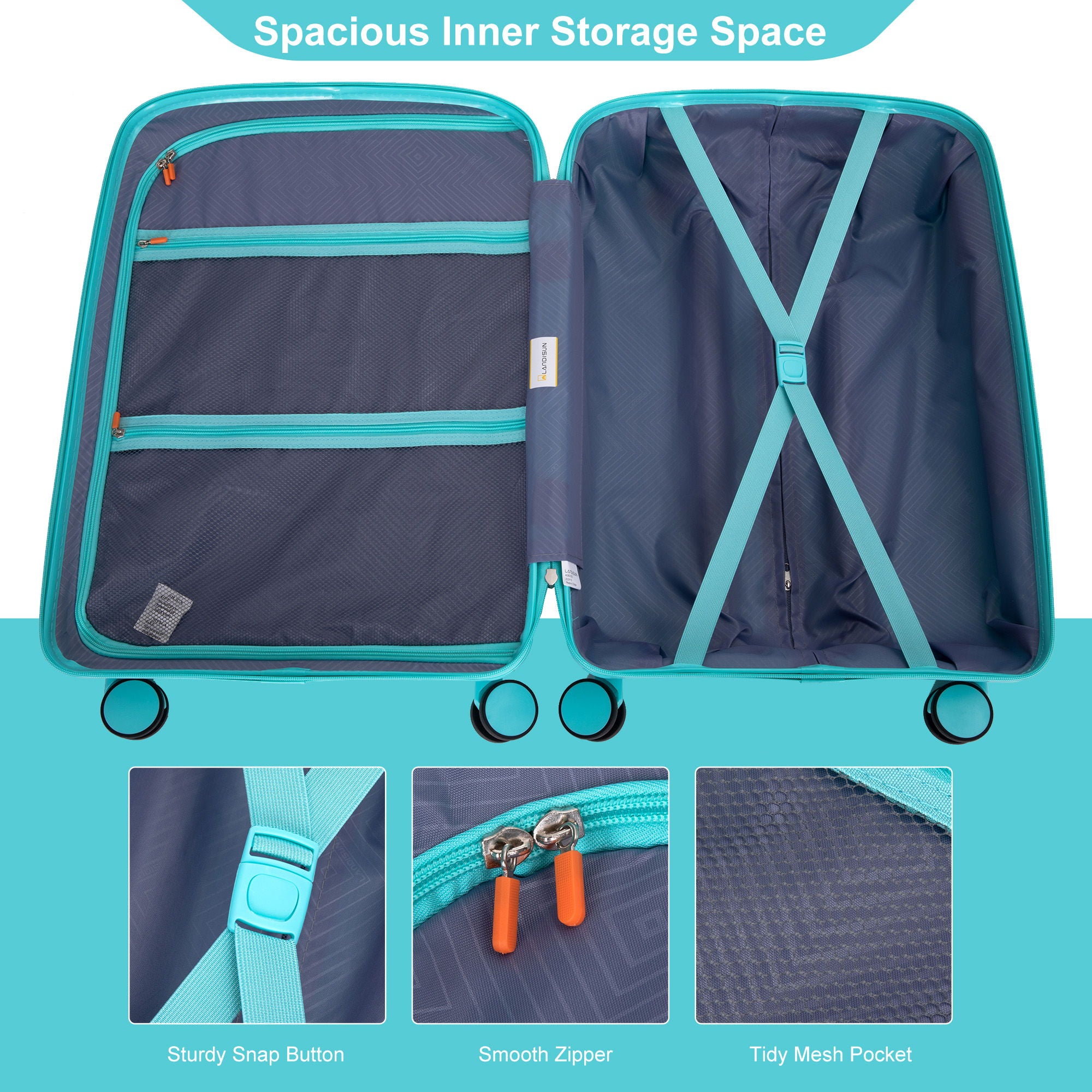 3 Piece Set Expandable Hardshell Suitcase Double Spinner Wheels