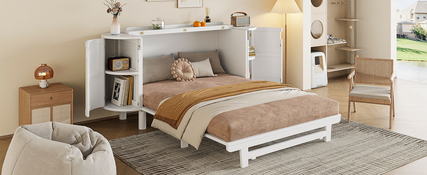 Murphy Bed With Hidden Storage & Modern Woven Design