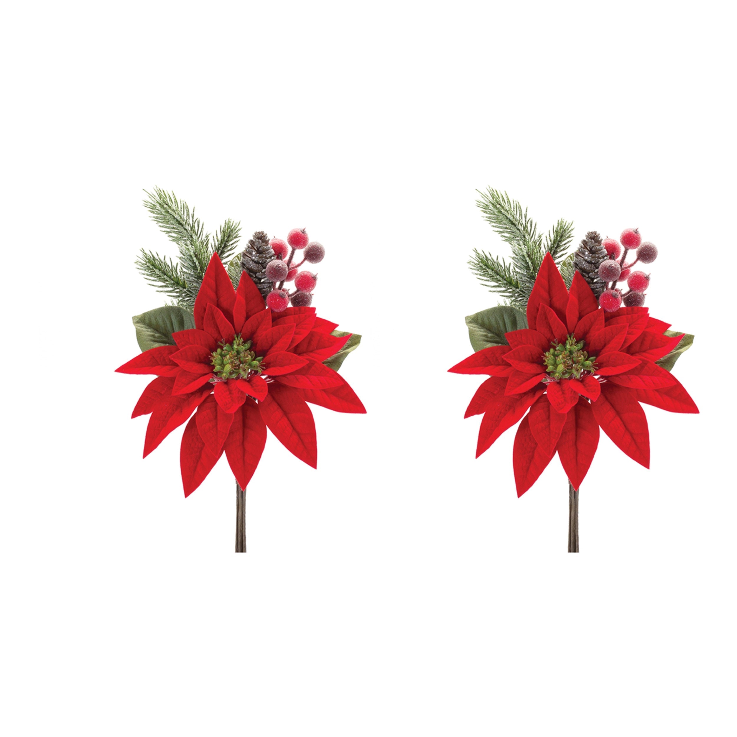 Poinsettia Flower Pick (Set of 2)