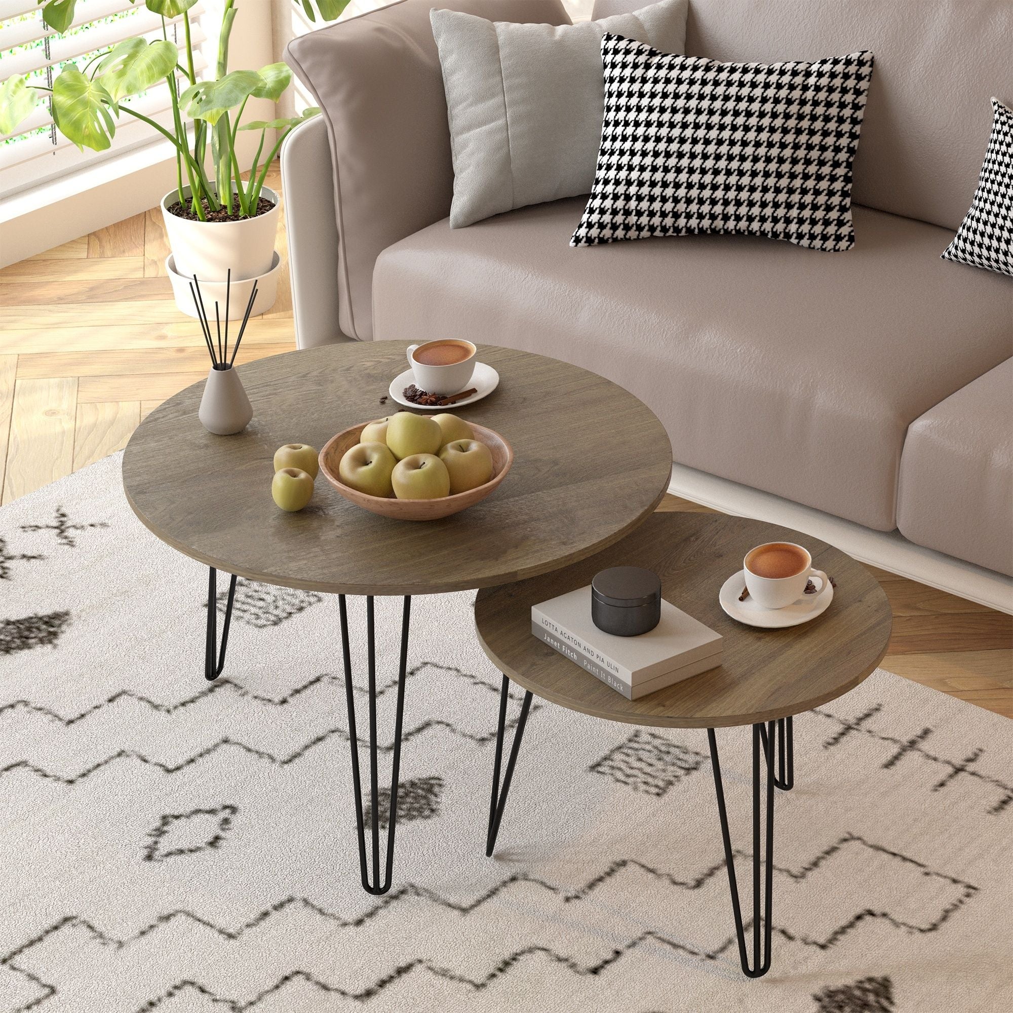 Round Nesting Coffee Table For Living Room (Set of 2)