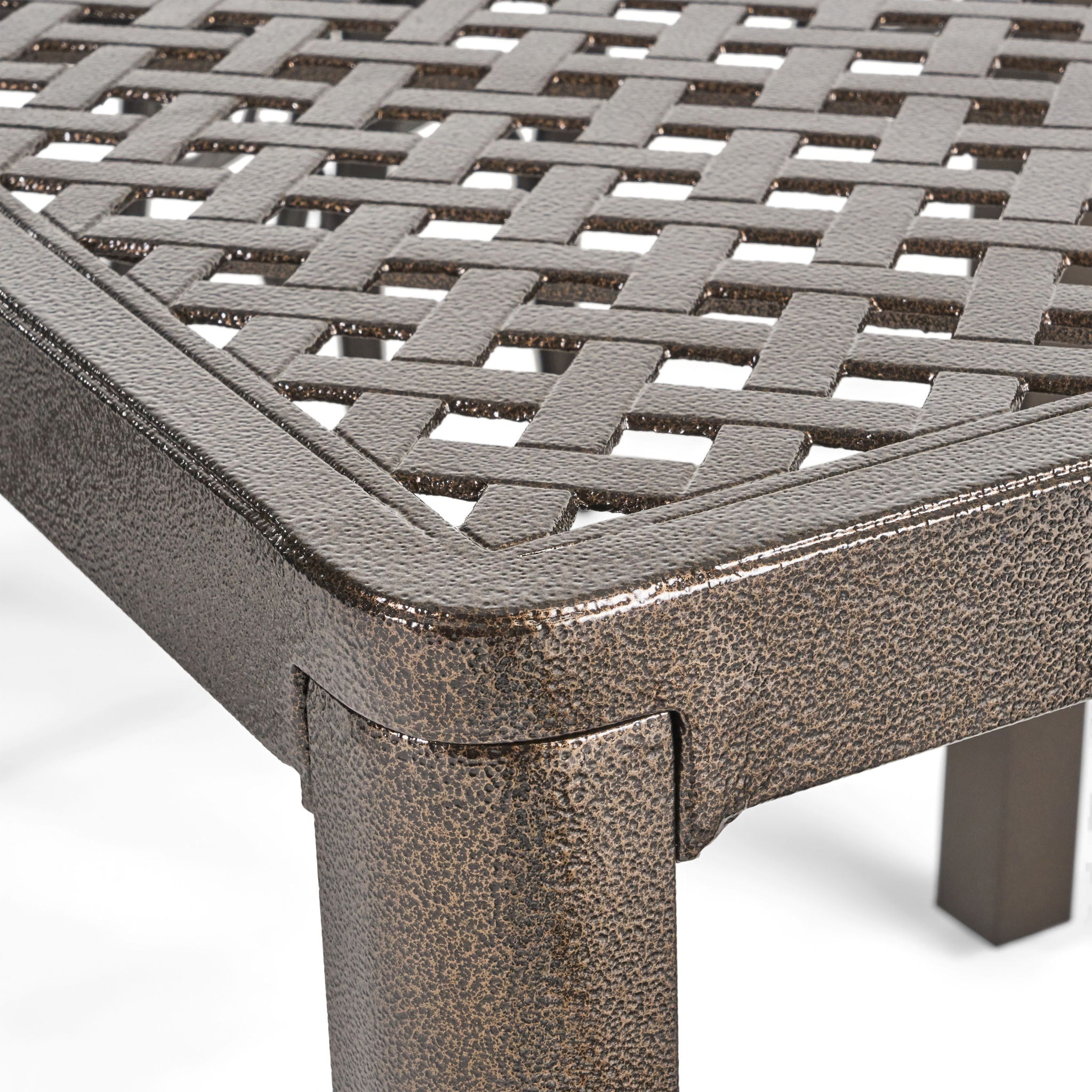 Outdoor Modern Aluminum Dining Table With Woven Accents