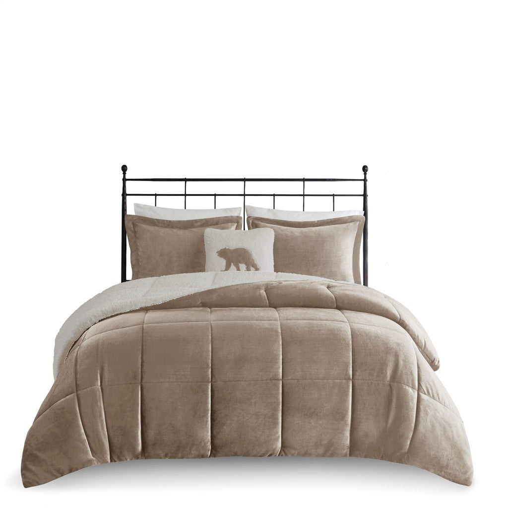 Full/Queen Plush to Sherpa Down Alternative Comforter Set