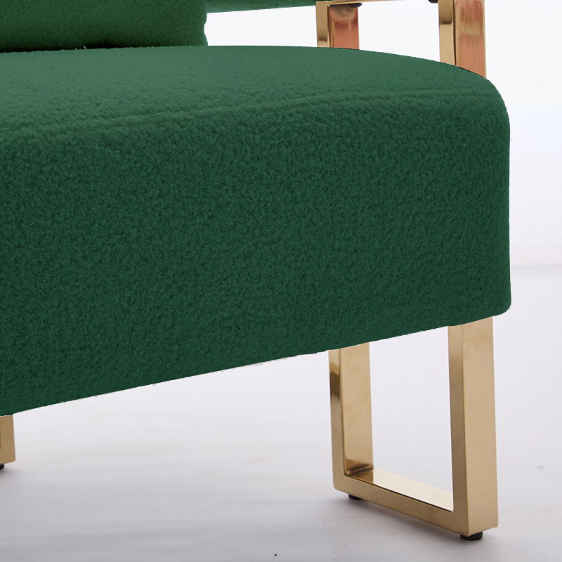 Modern Decorative Chair Teddy Fleece Upholstered And Metal Foot