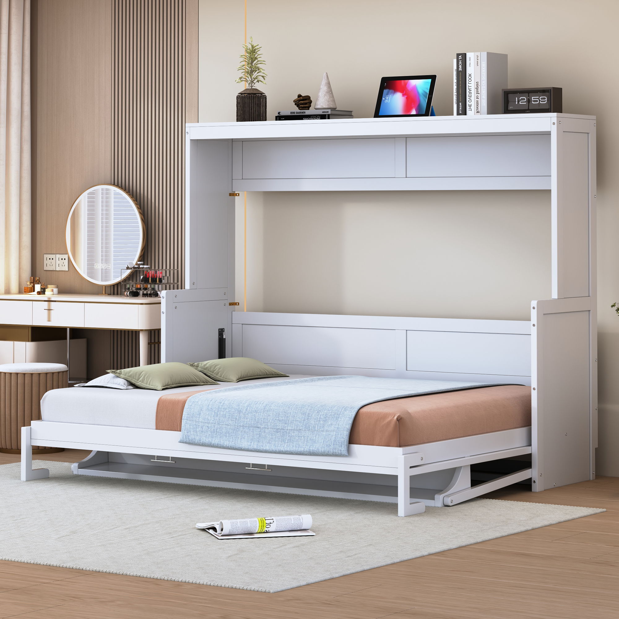 Murphy Bed With Hydraulic Lift & Desk Design