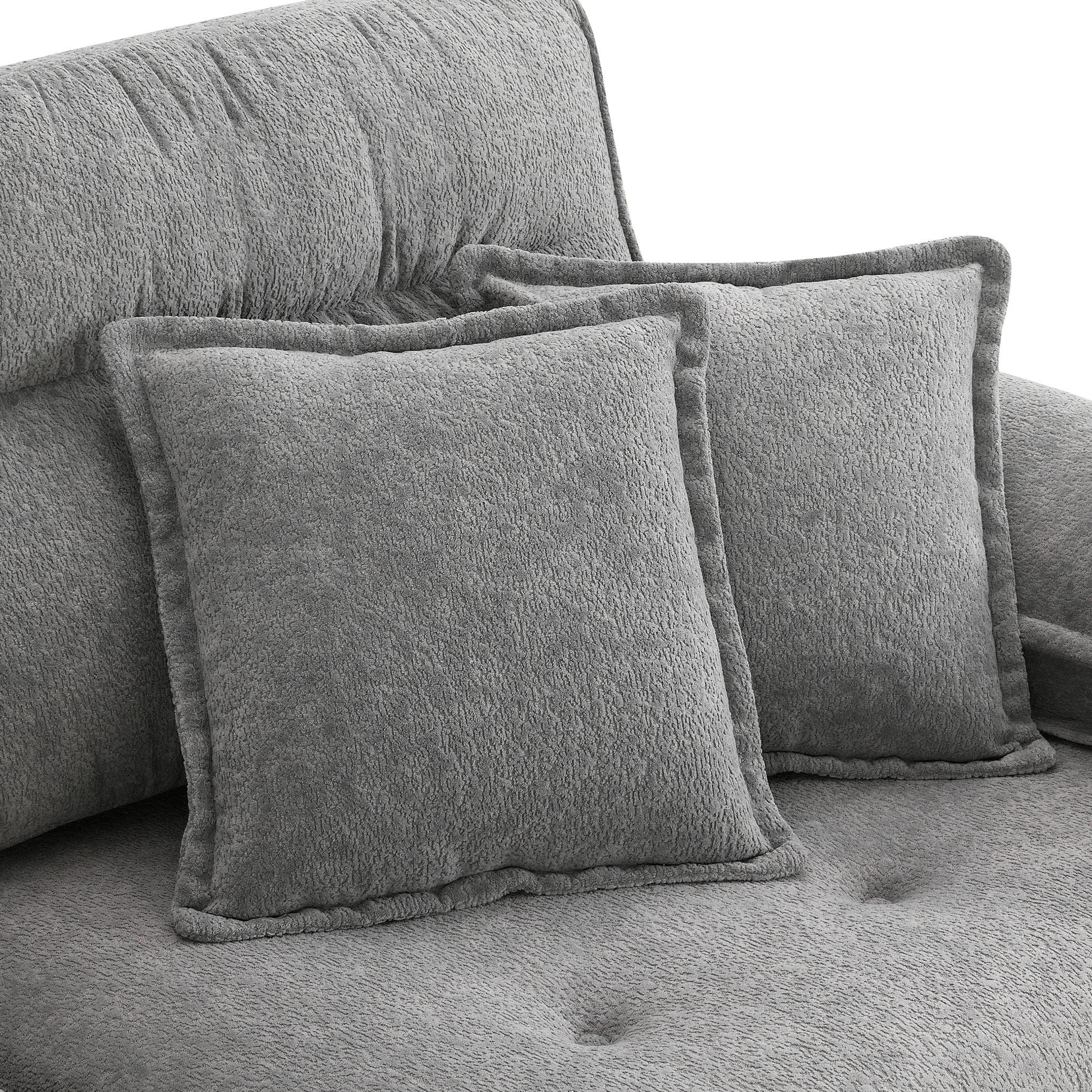 L Shaped Convertible Sectional Sofa 4 Seat Tufted Couch Set With Two Tone Adjust Legs Cloud Movable Ottoman