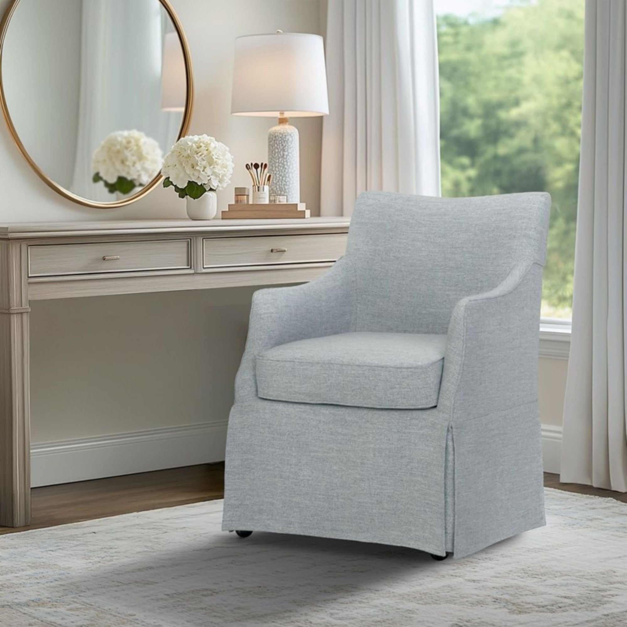 London - Upholstered Skirted Dining Arm Chair