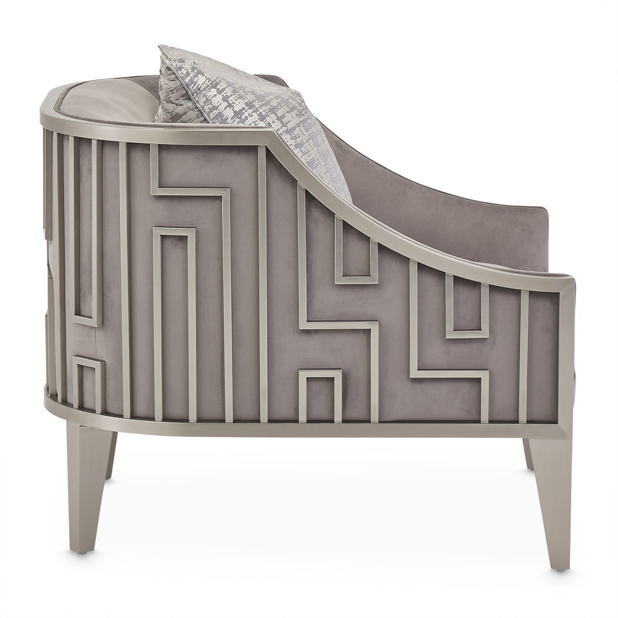 Roxbury Park - Velvet Accent Chair - Gray Pearl/Stainless Steel