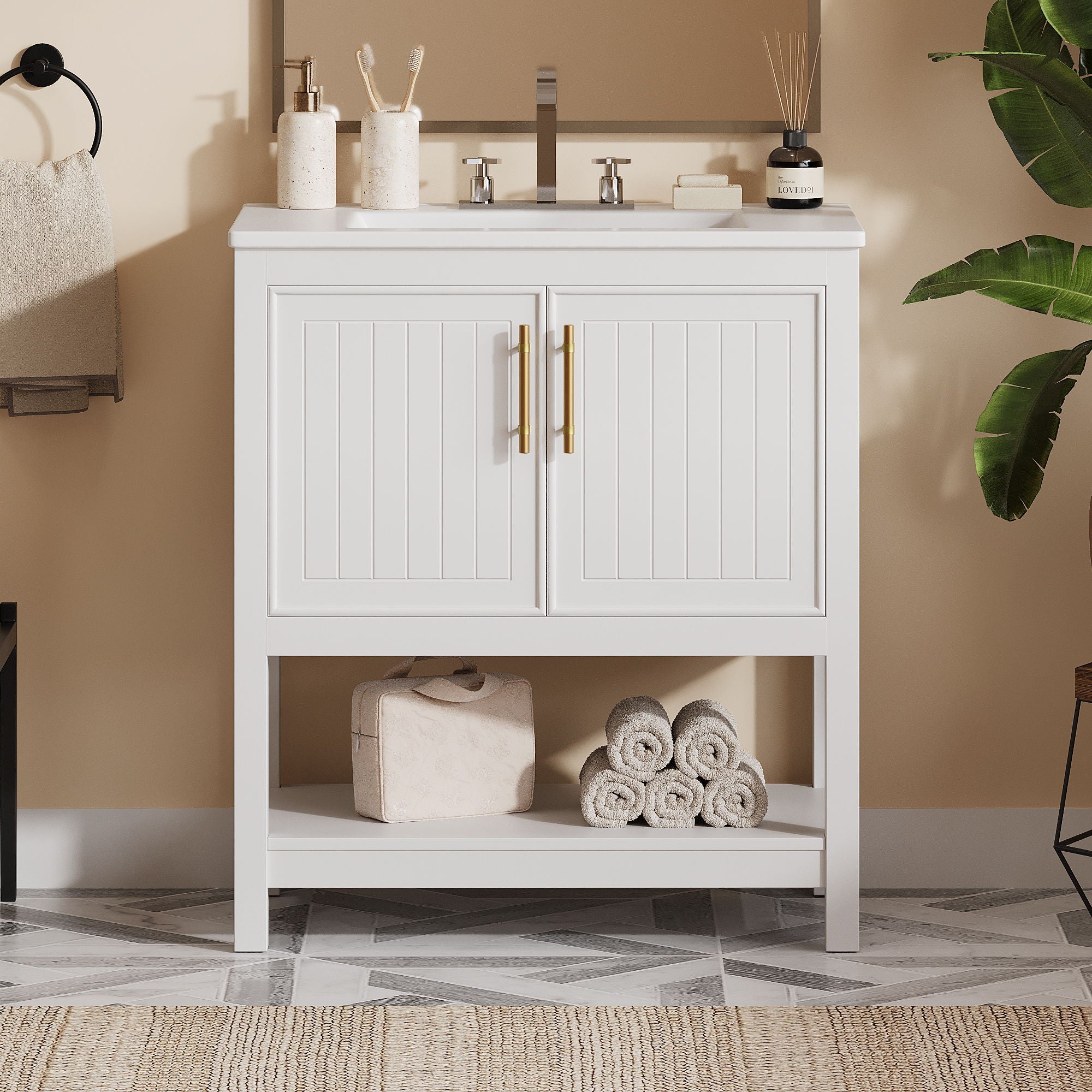 Elegant Bathroom Vanity With Ceramic Sink And Versatile Storage - Best Buy Furniture
