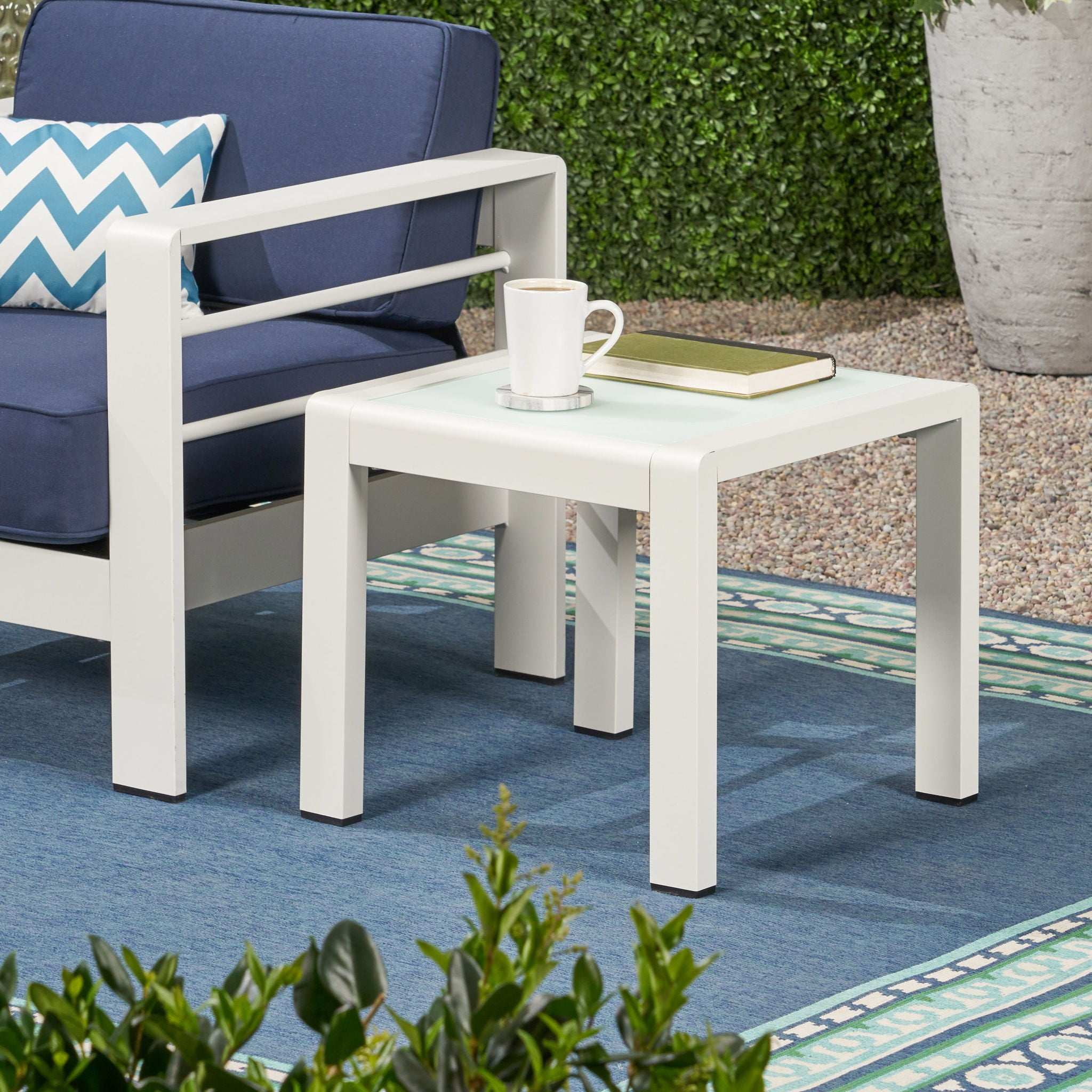 Cape Coral - Contemporary Side Table With Frosted Glass Top