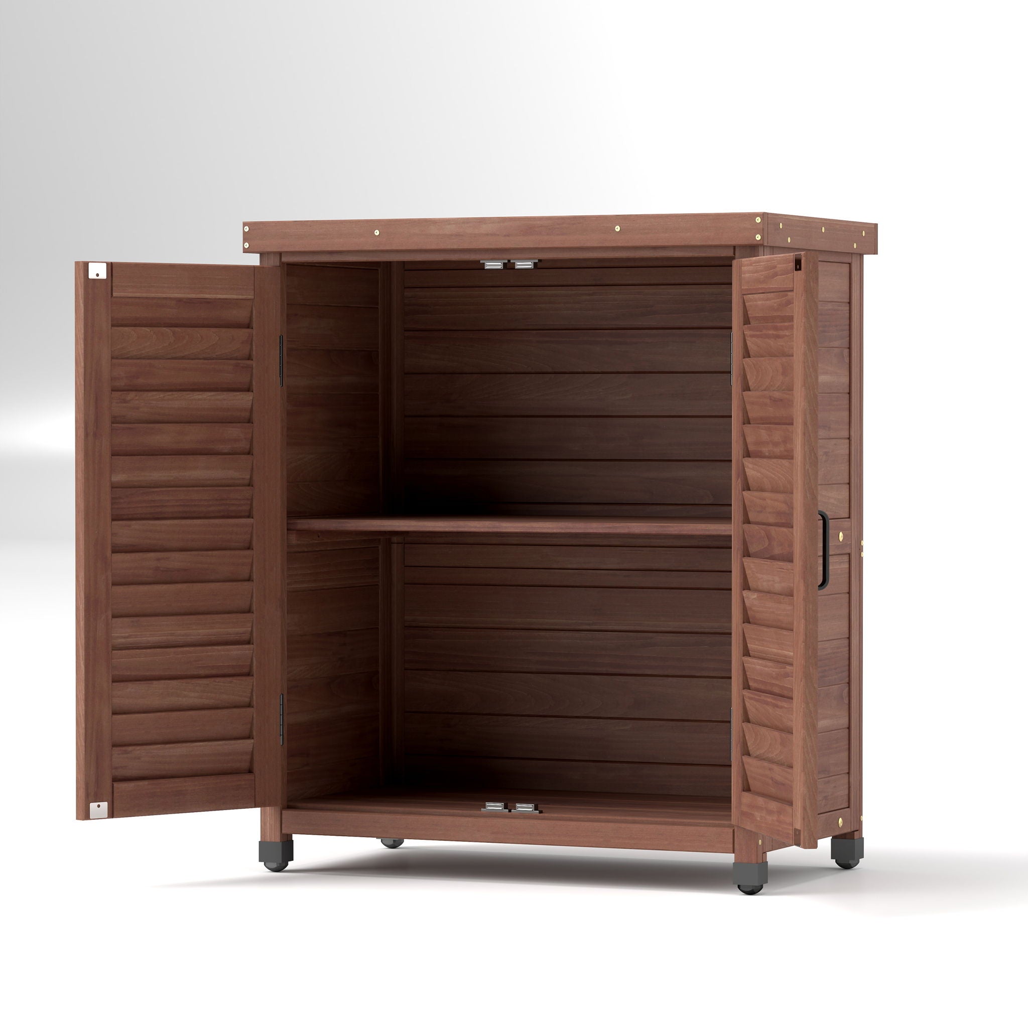 Potting Bench With Storage Cabinet And Metal Table Top For Outdoor
