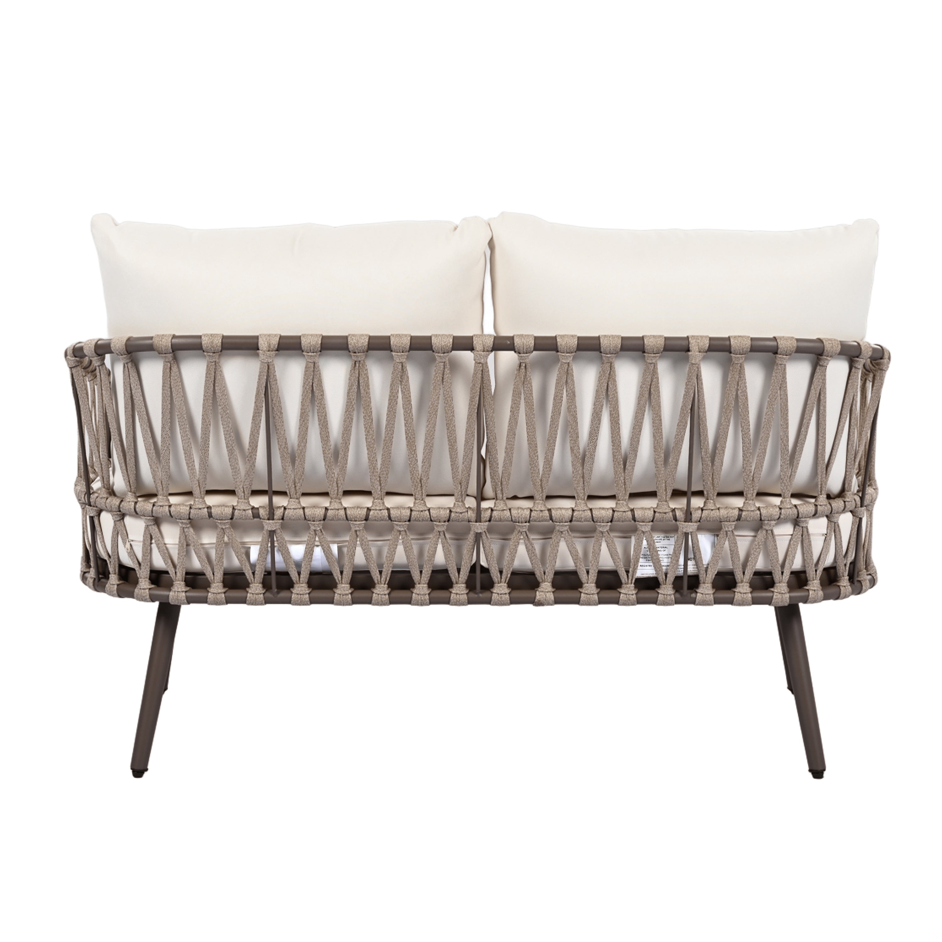 4-Piece Outdoor Patio Furniture Set with Metal Frame and Woven Rope