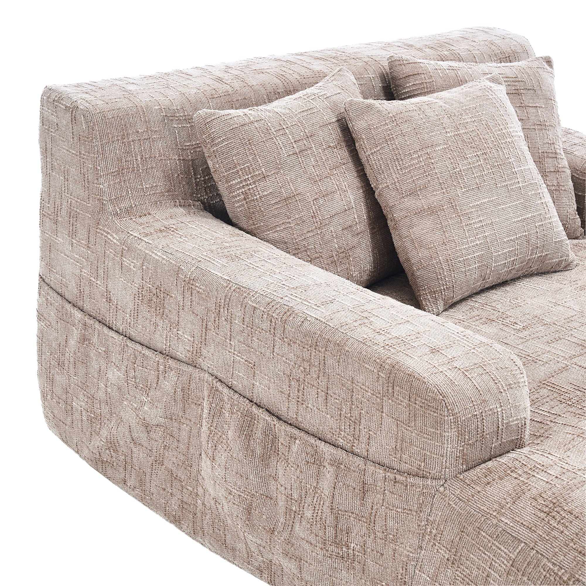 Chenille Interior Lazy Sofa Chaise Longue Armchair With 3 Pillows And Armrests
