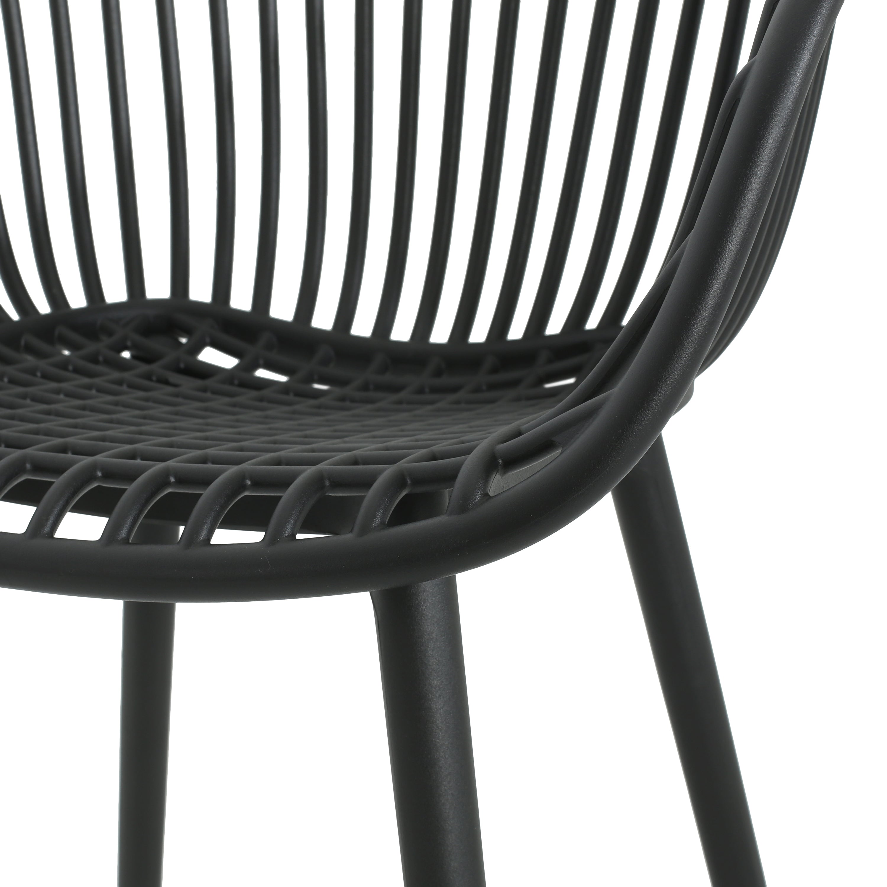 Modern Mykonos Outdoor Dining Chairs Set of 2 with Weather-Resistant Black Plastic Resin