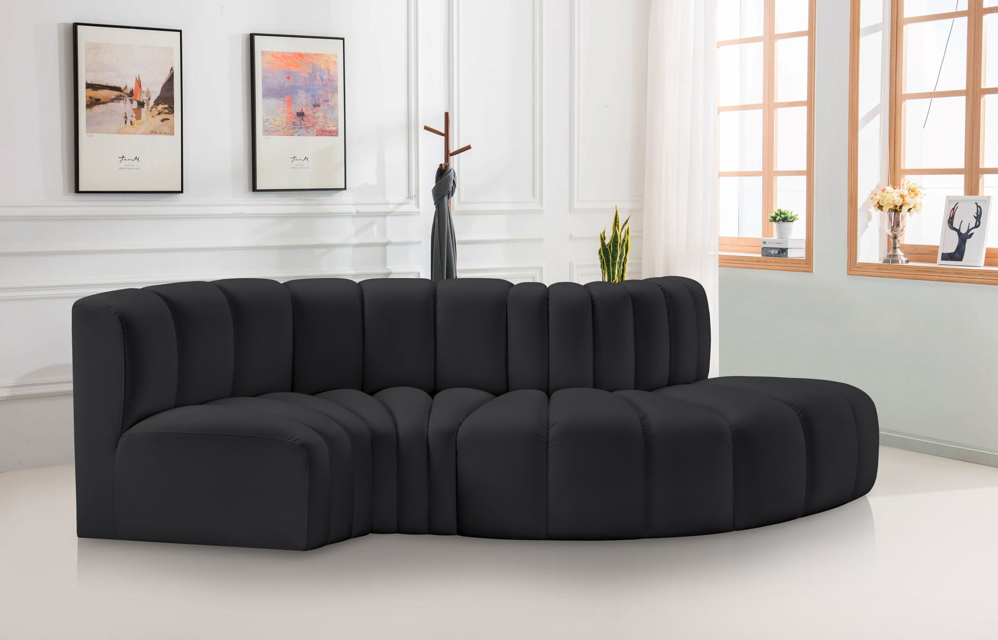 Arc - Faux Leather 4 Piece L-Shaped Modular Sofa