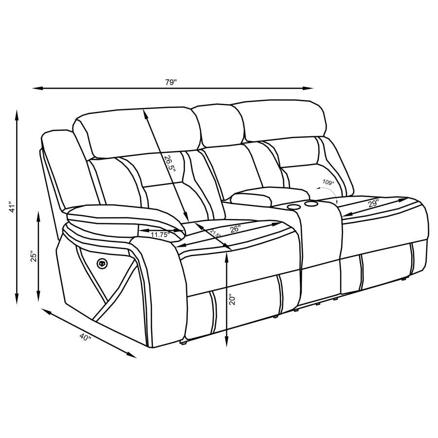 Higgins - Upholstered LAF Power Loveseat - Gray