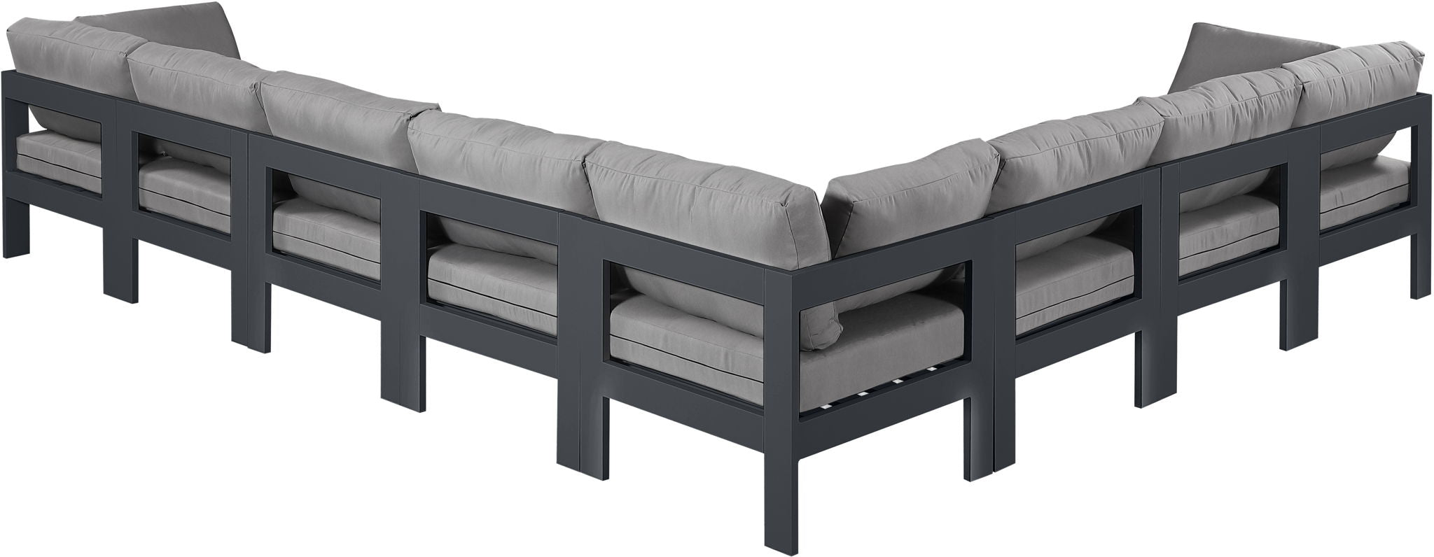 Nizuc - Outdoor Patio 8 Piece Modular Sectional With Gray Frame