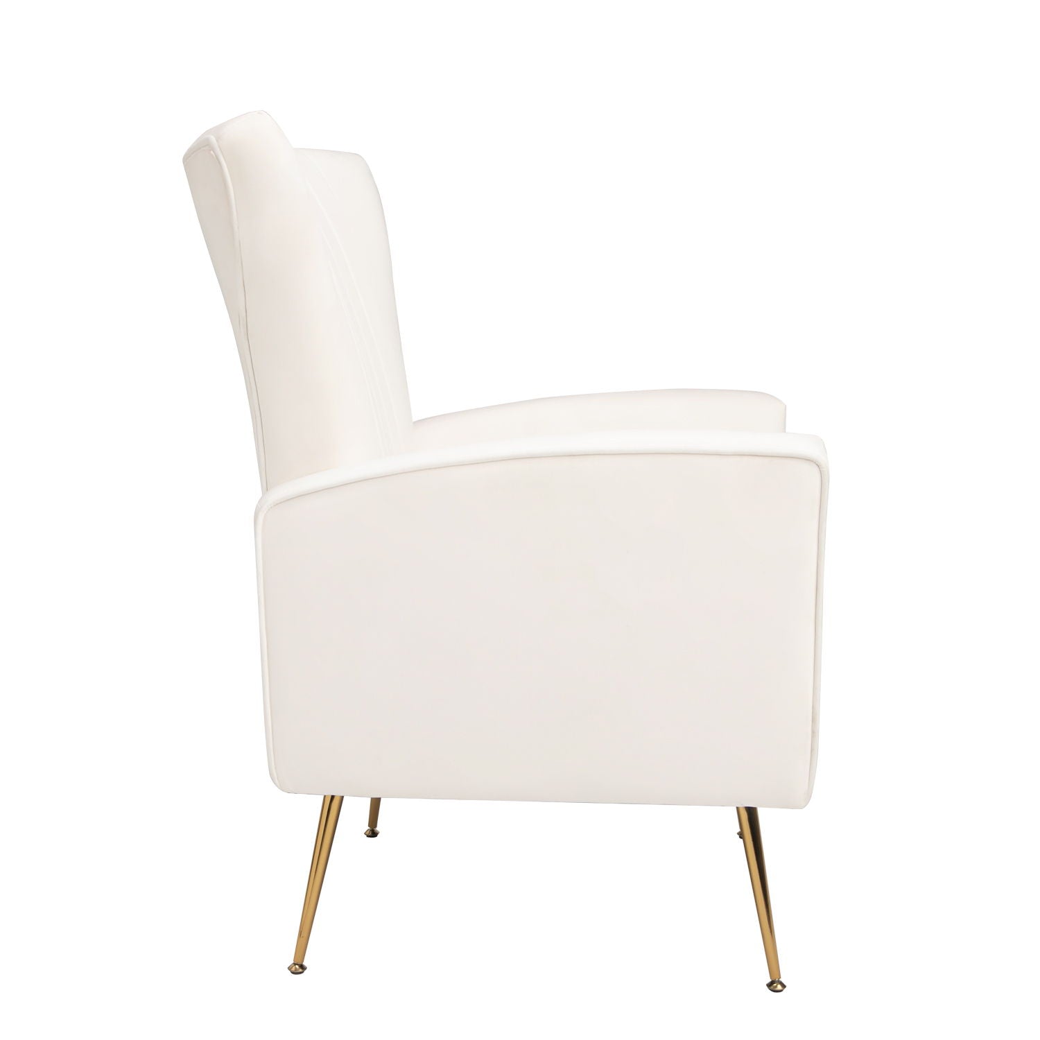 Velvet Wingback Accent Chair With Legs, Upholstered Single Sofa - White