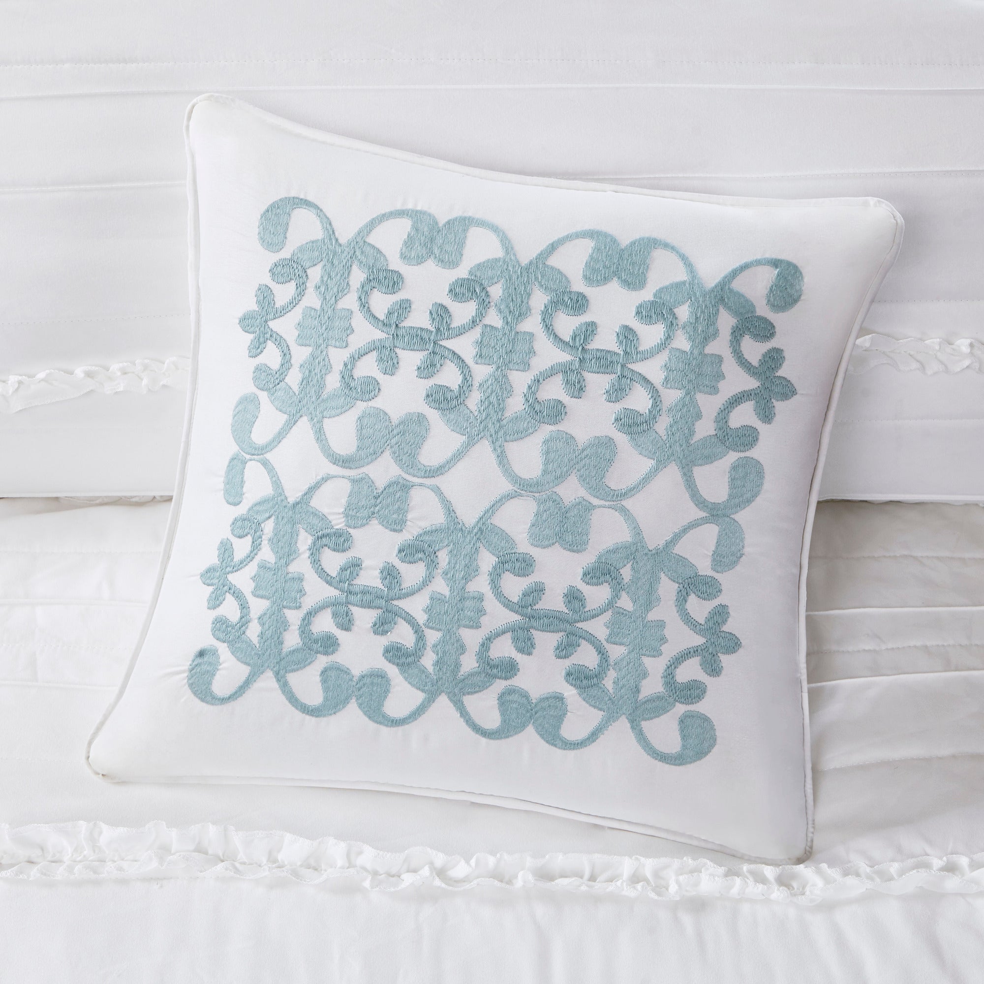 5 Piece Microfiber Ruffled Comforter Set White California King