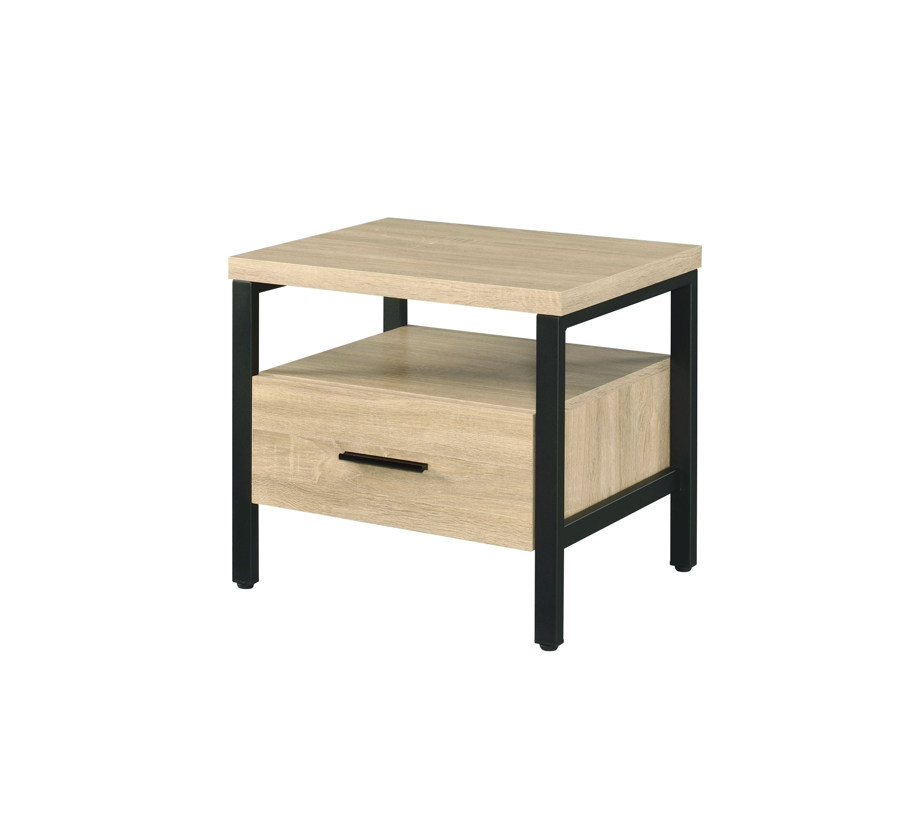 Oak Finish Nightstand with 1 Drawer and 1 Shelf