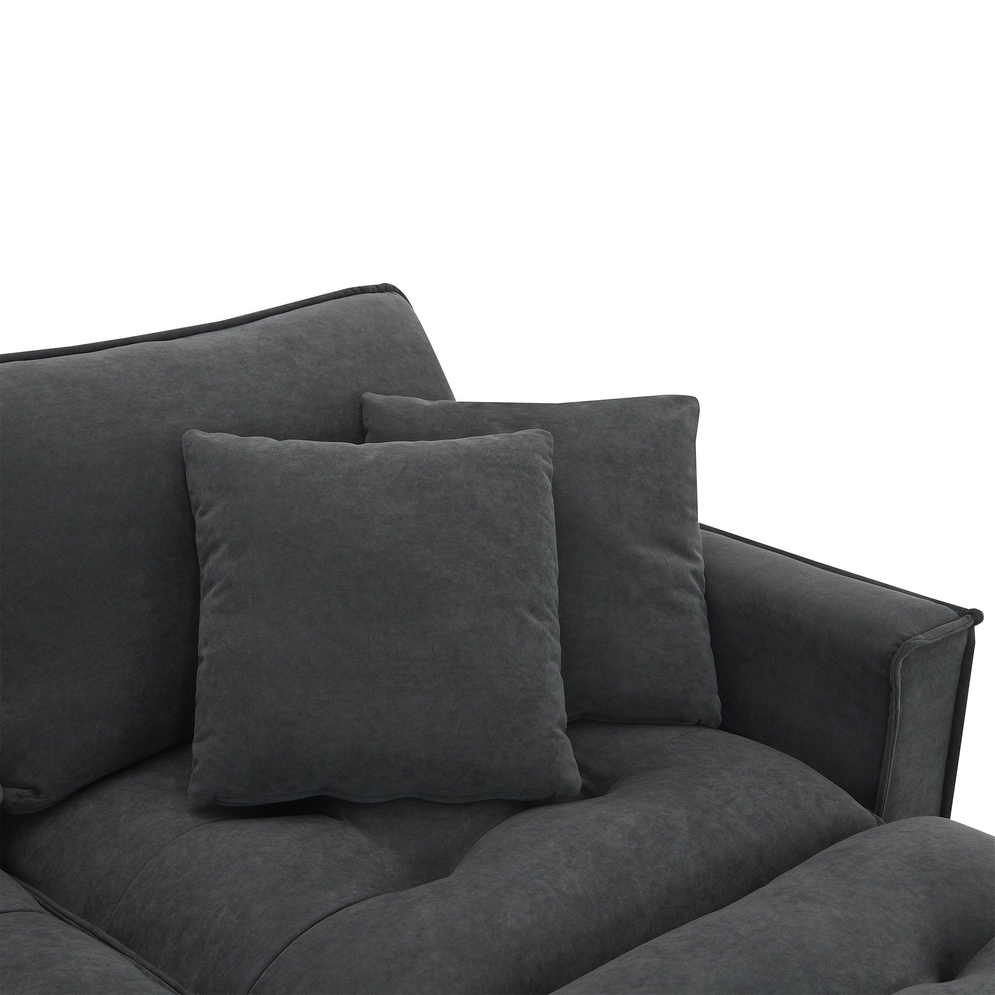 Leland Suede-Tufted L-Shaped Sectional With Ottoman
