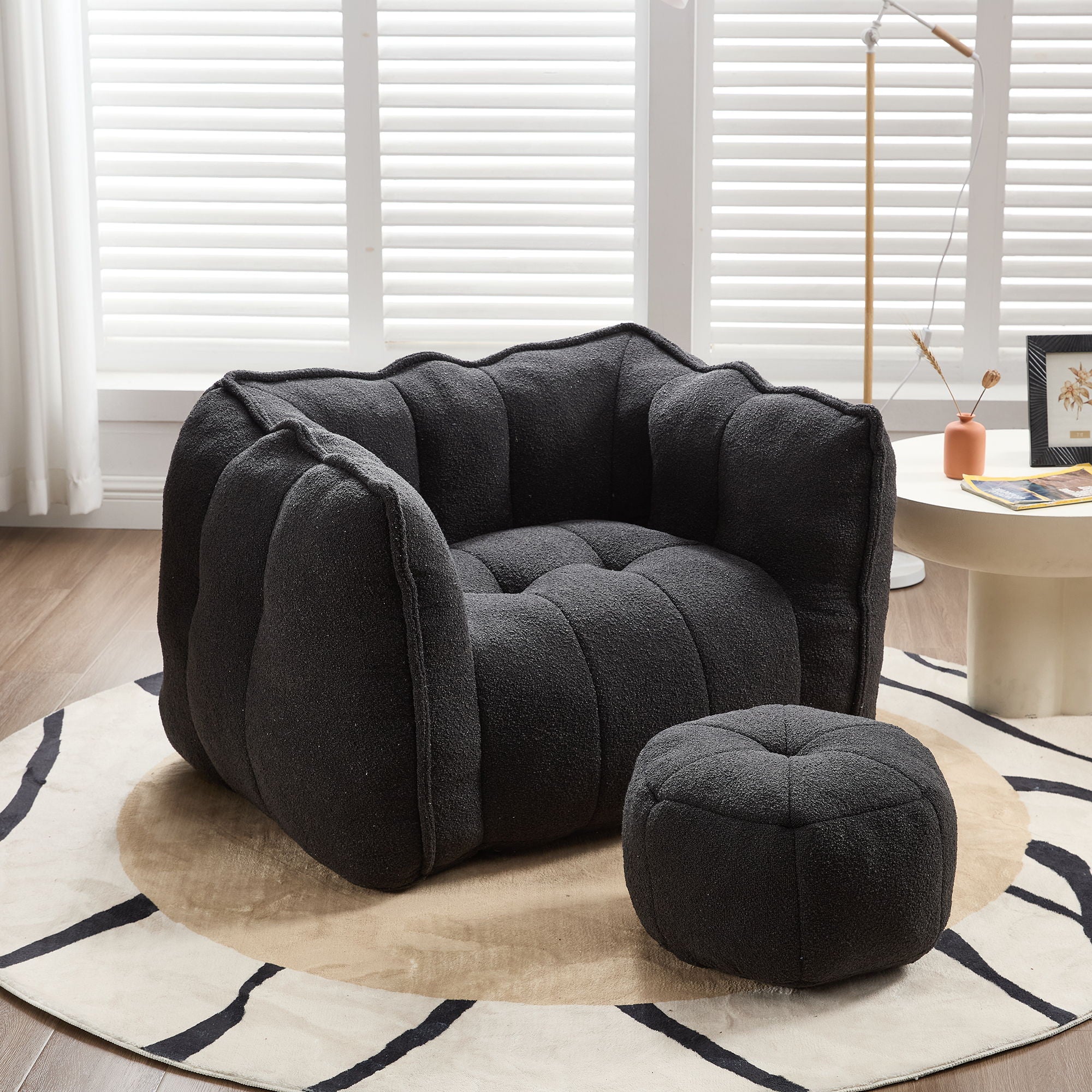 Soft Chenille Bean Bag Chair With High Resilient Foam