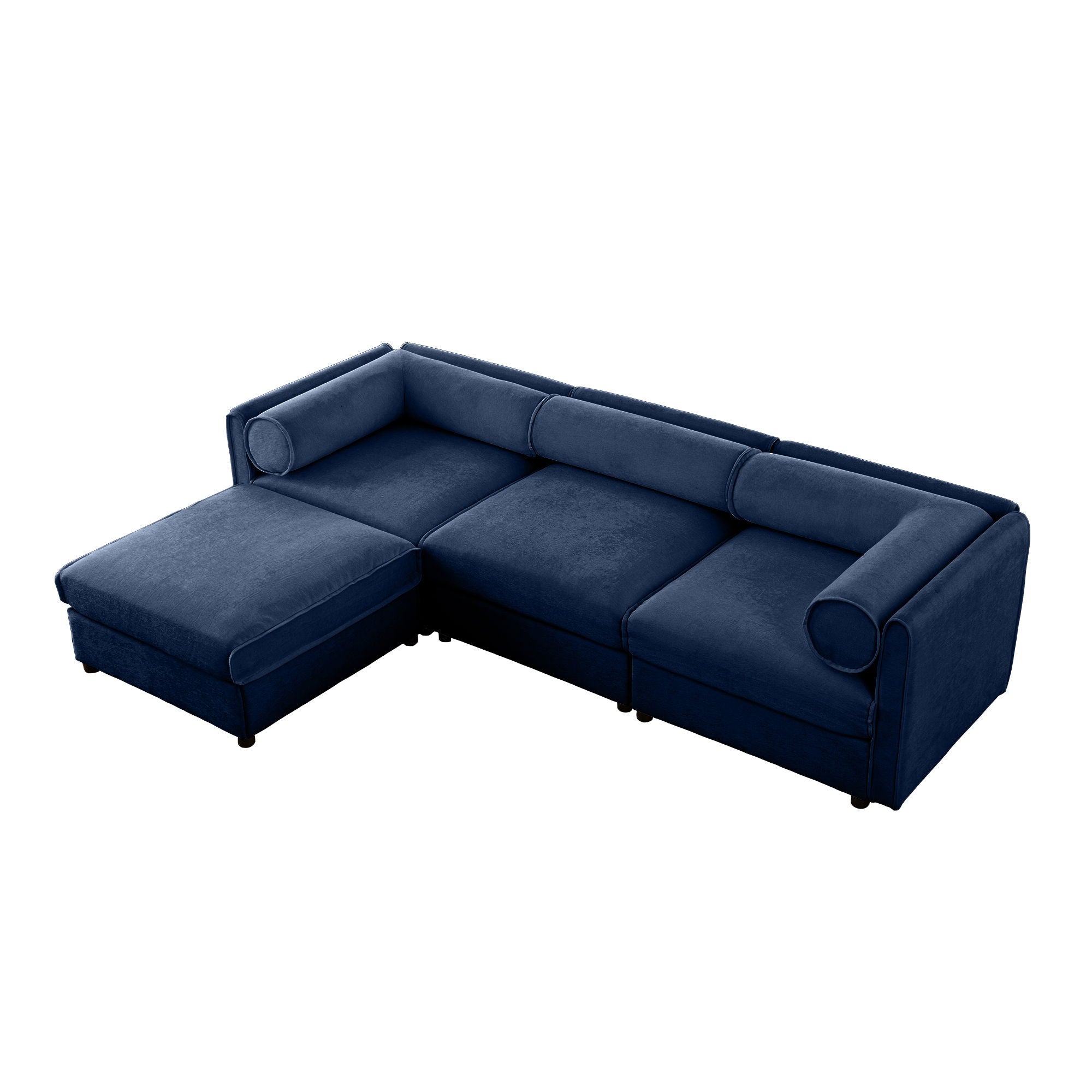 Contemporary Elegant White Chenille Sofa With Storage And Ottoman