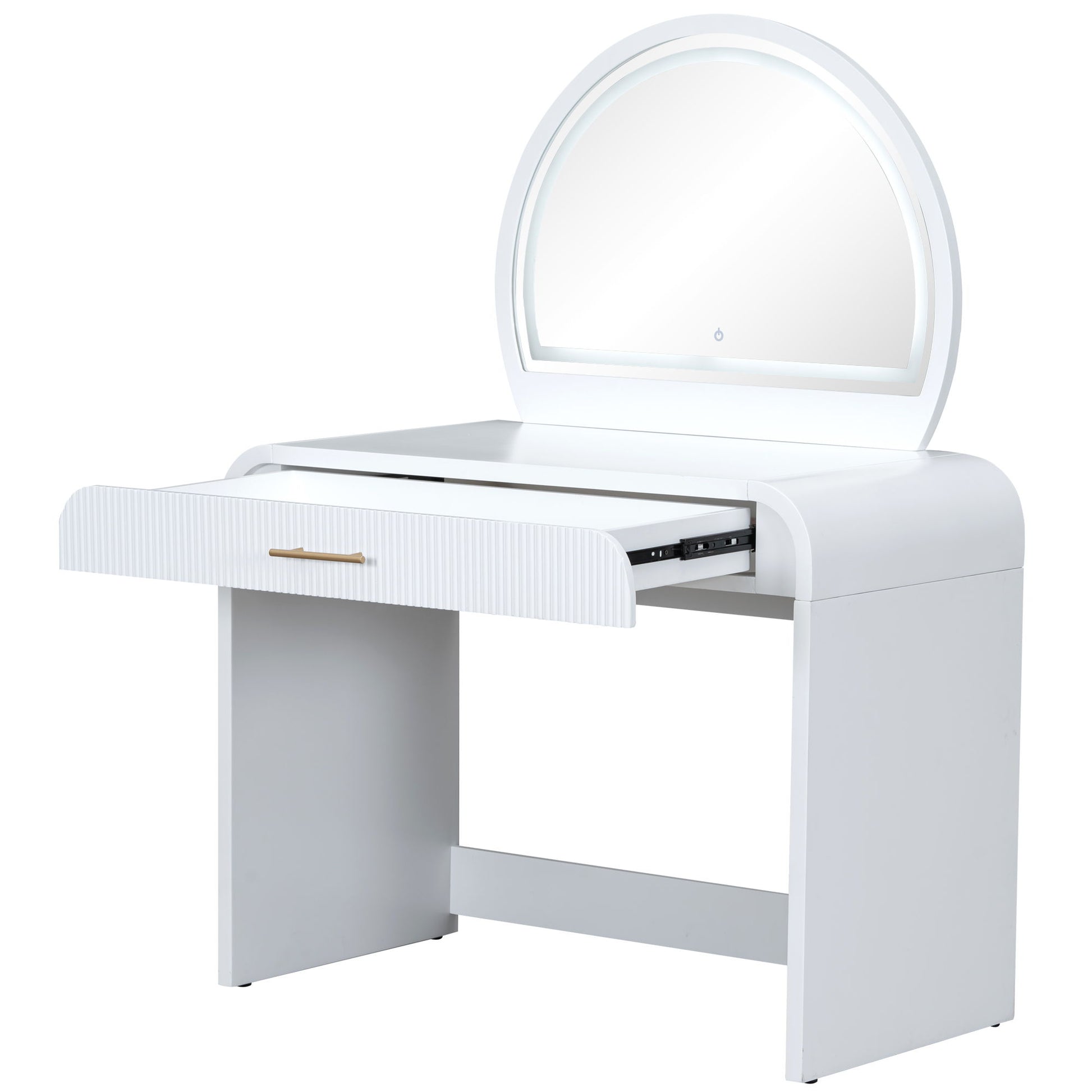 Makeup Vanity Table With Mirror Touch Screen Lighted Mirror, Dressing Table With Drawer For Bedroom - White - Best Buy Furniture