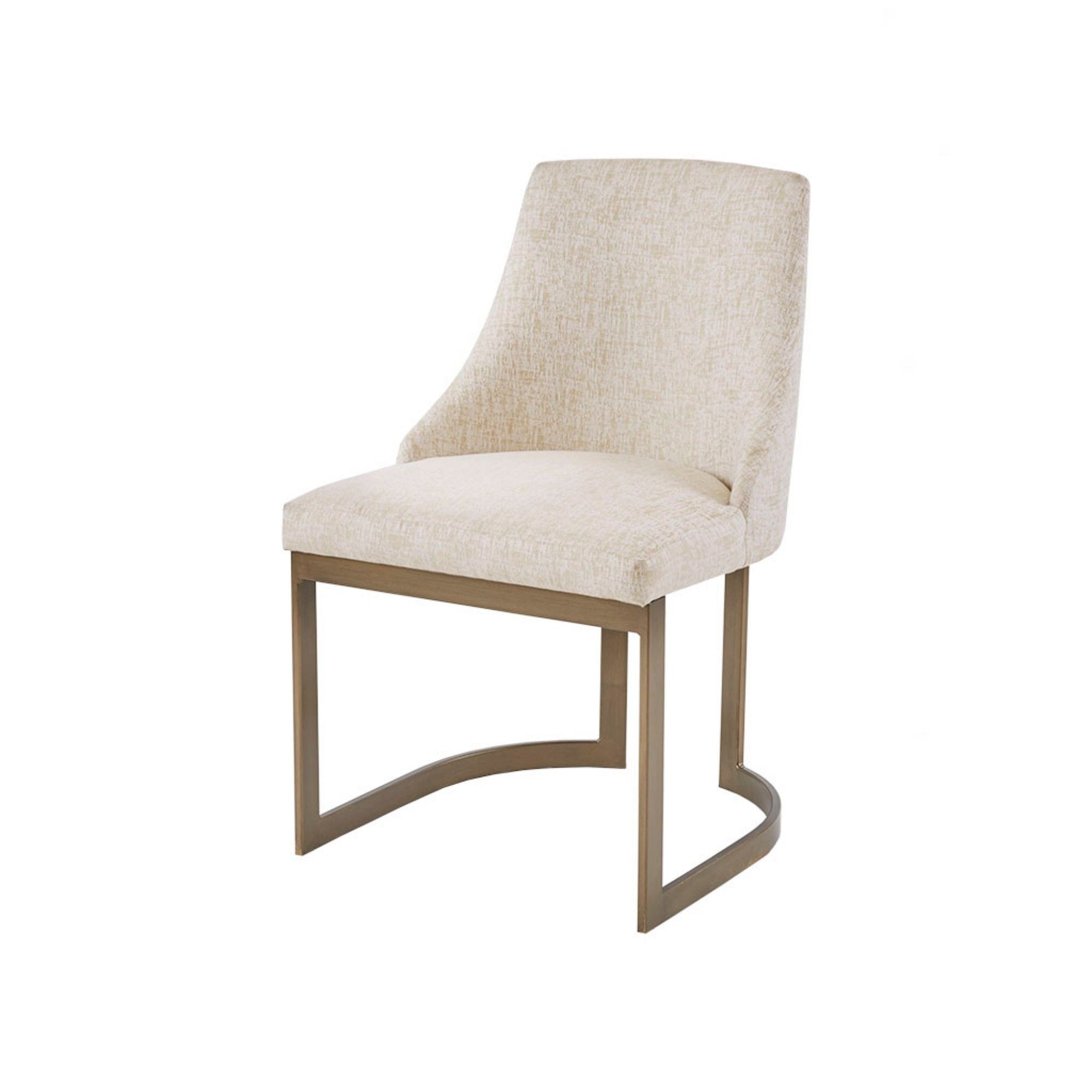 Contemporary Modern Accent Dining Chairs With Antique Gold Metal Frame (Set of 2) - White