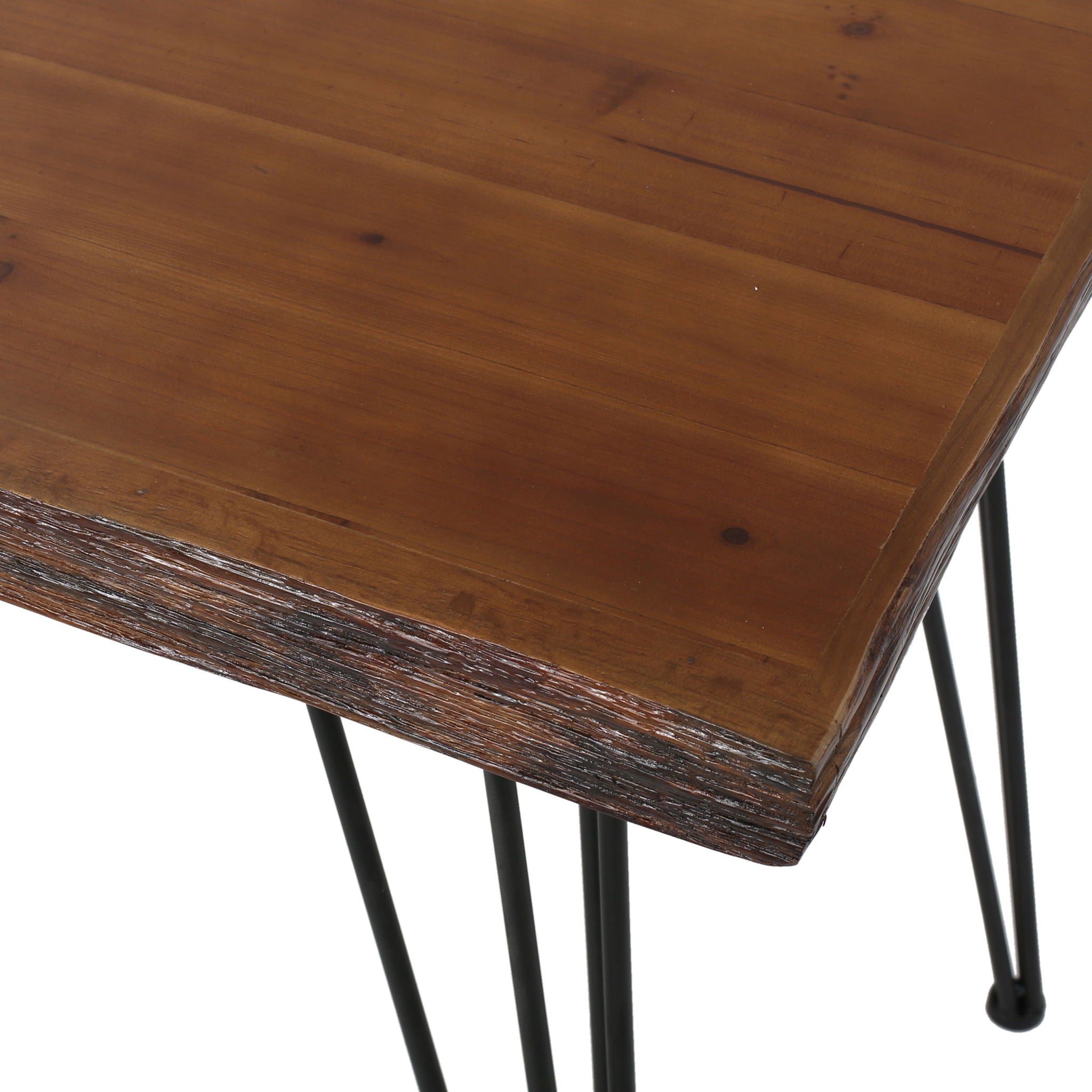 Modern Industrial Faux Live Edge Dining Table With Hairpin Legs - Natural