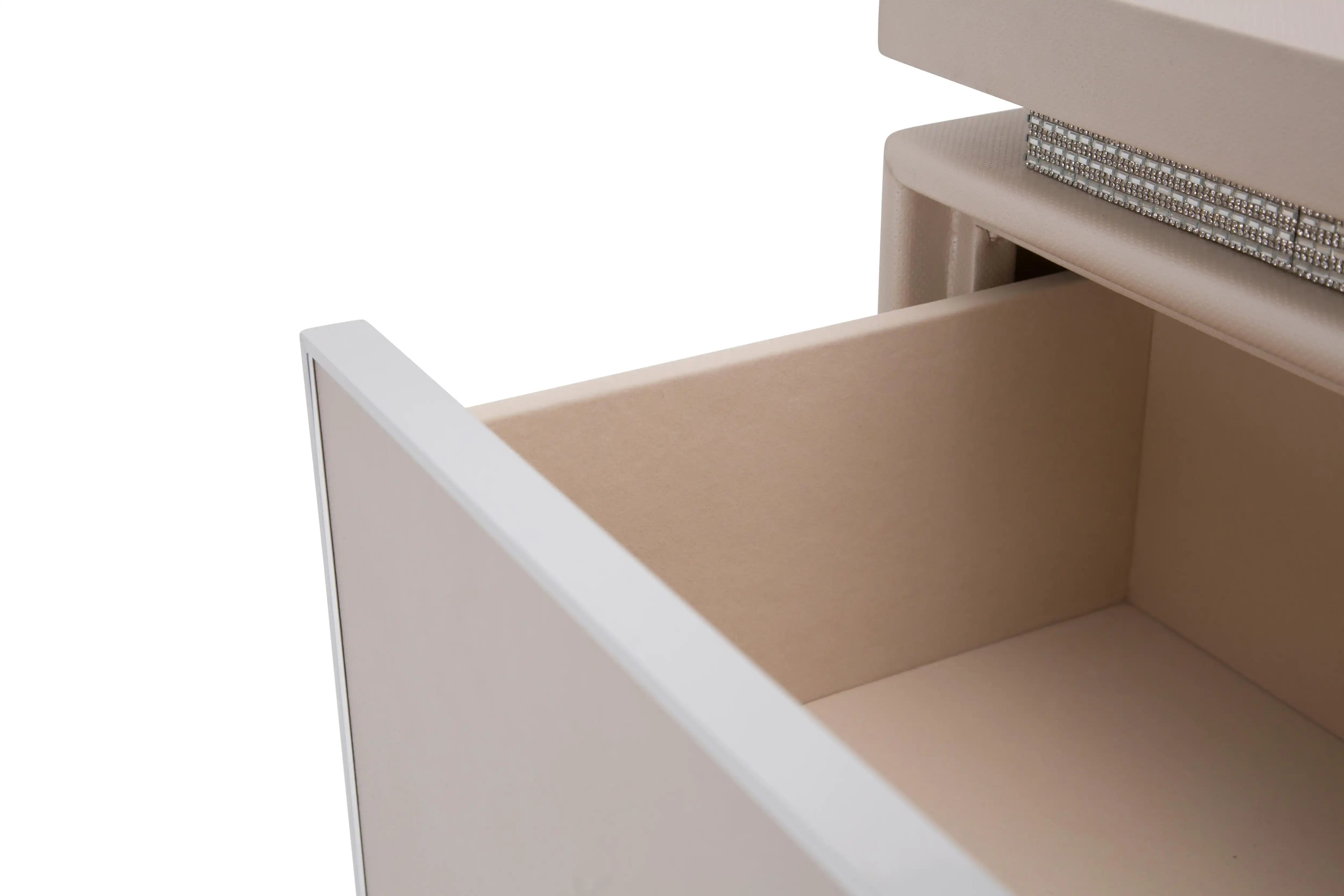 Glimmering Heights - Upholstered 5 Drawer Chest - Ivory - Best Buy Furniture