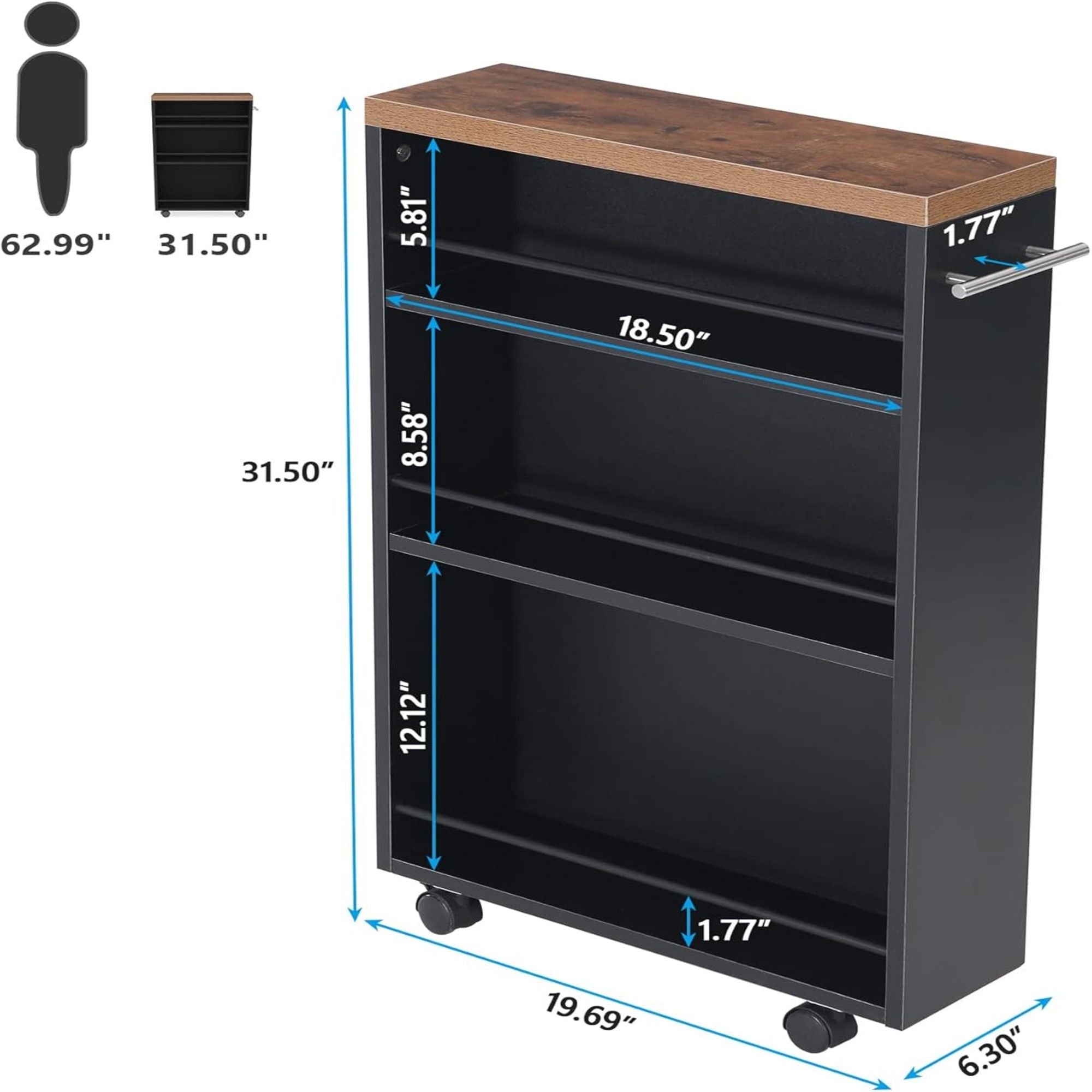 4 Tier Narrow Rolling Kitchen Slim Storage Cart