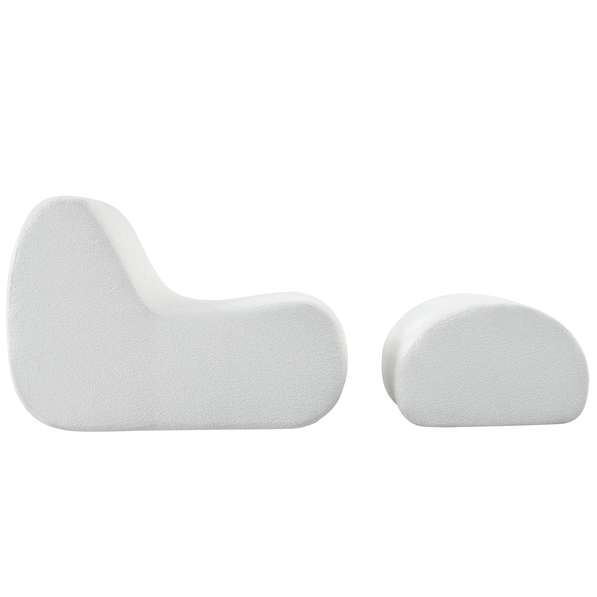 Curved Lounge Chair With Ottoman And High Resilience Foam