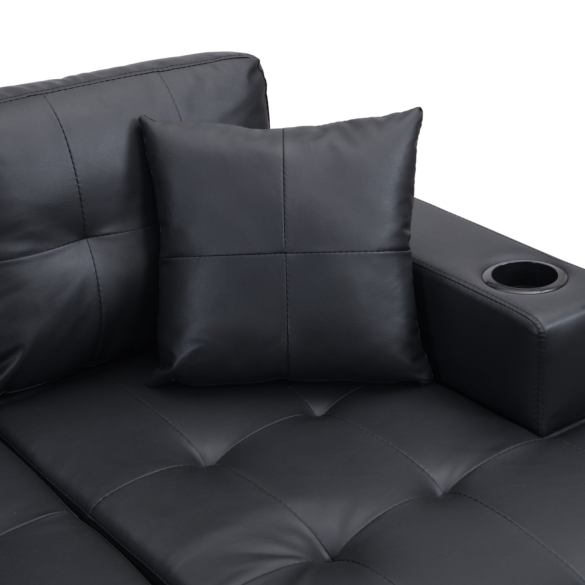 Modern Sectional Sofa Set With L Shape Chaise Lounge, Cup Holder, 4 Seat