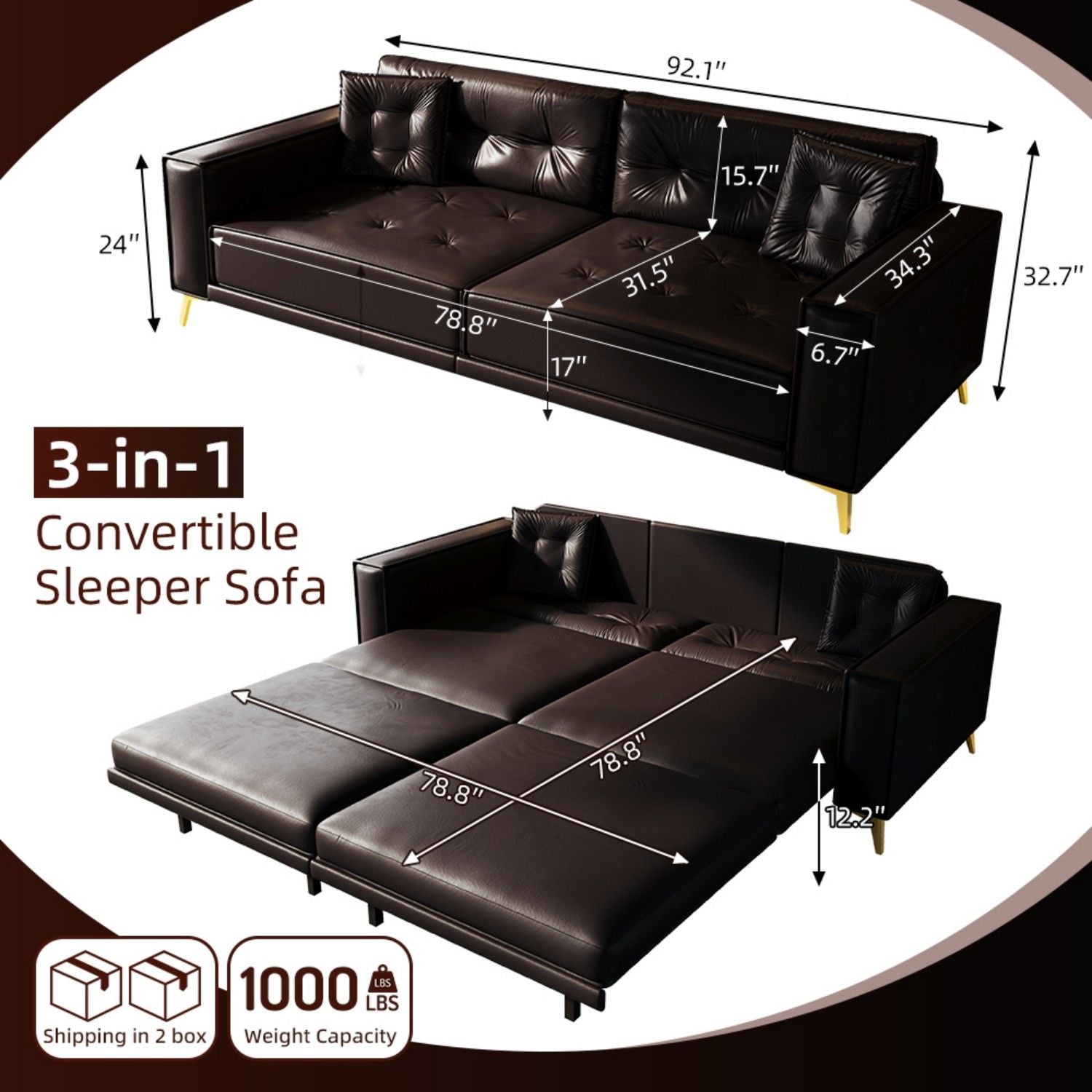 Pull Out Sofa Bed, Convertible Sleeper Sofa