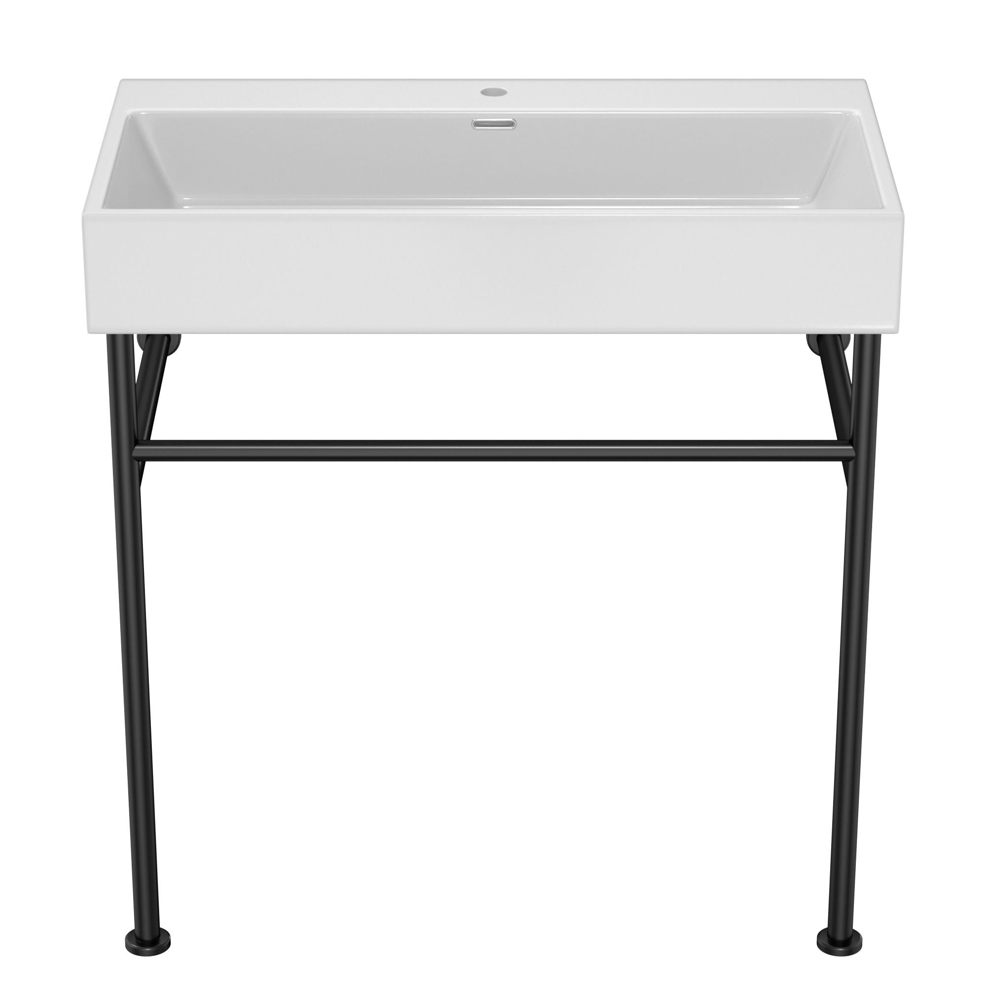 Ceramic Console Bathroom Sink With Overflow