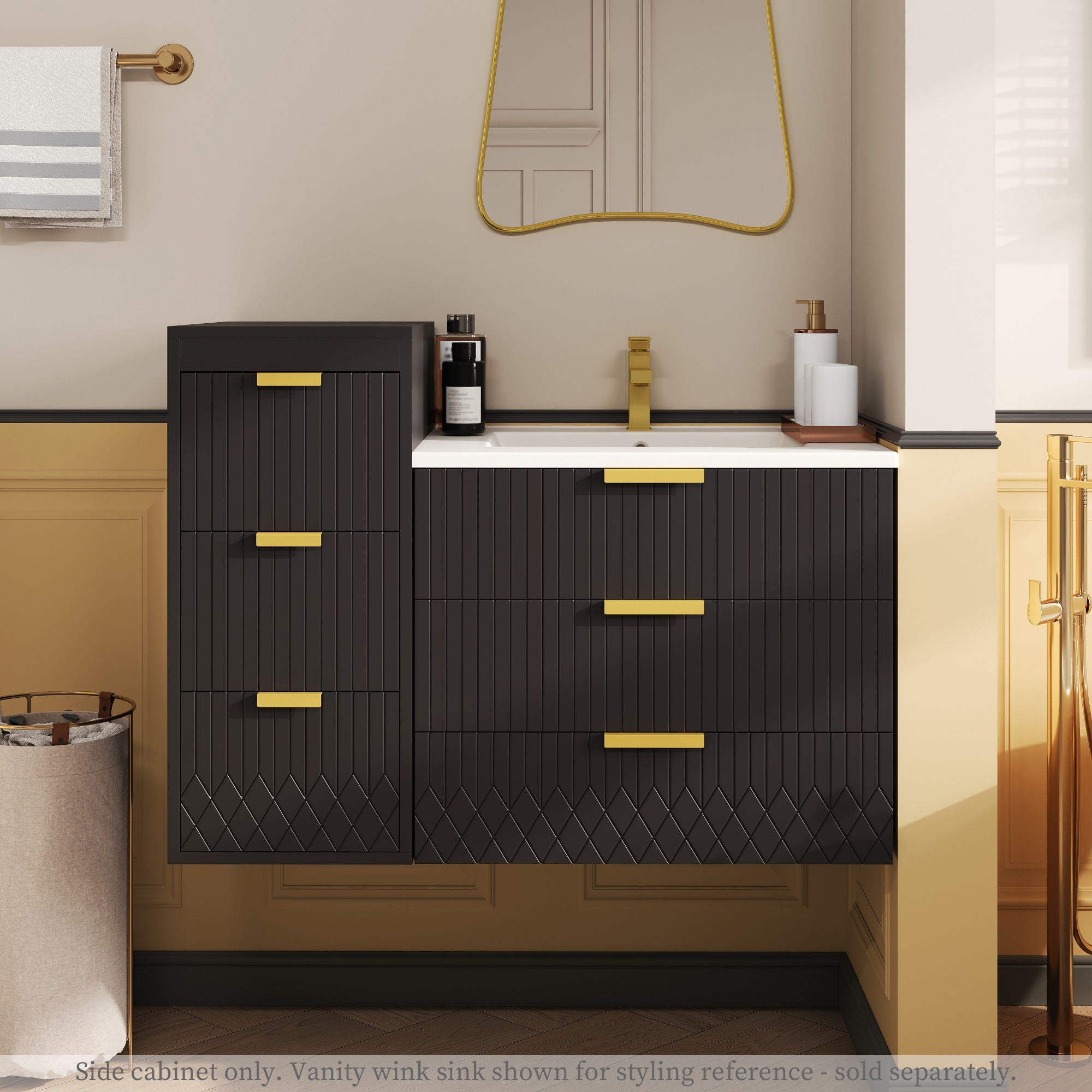 Modern Wall Mounted Floating Cabinet With Drawers For Bathroom