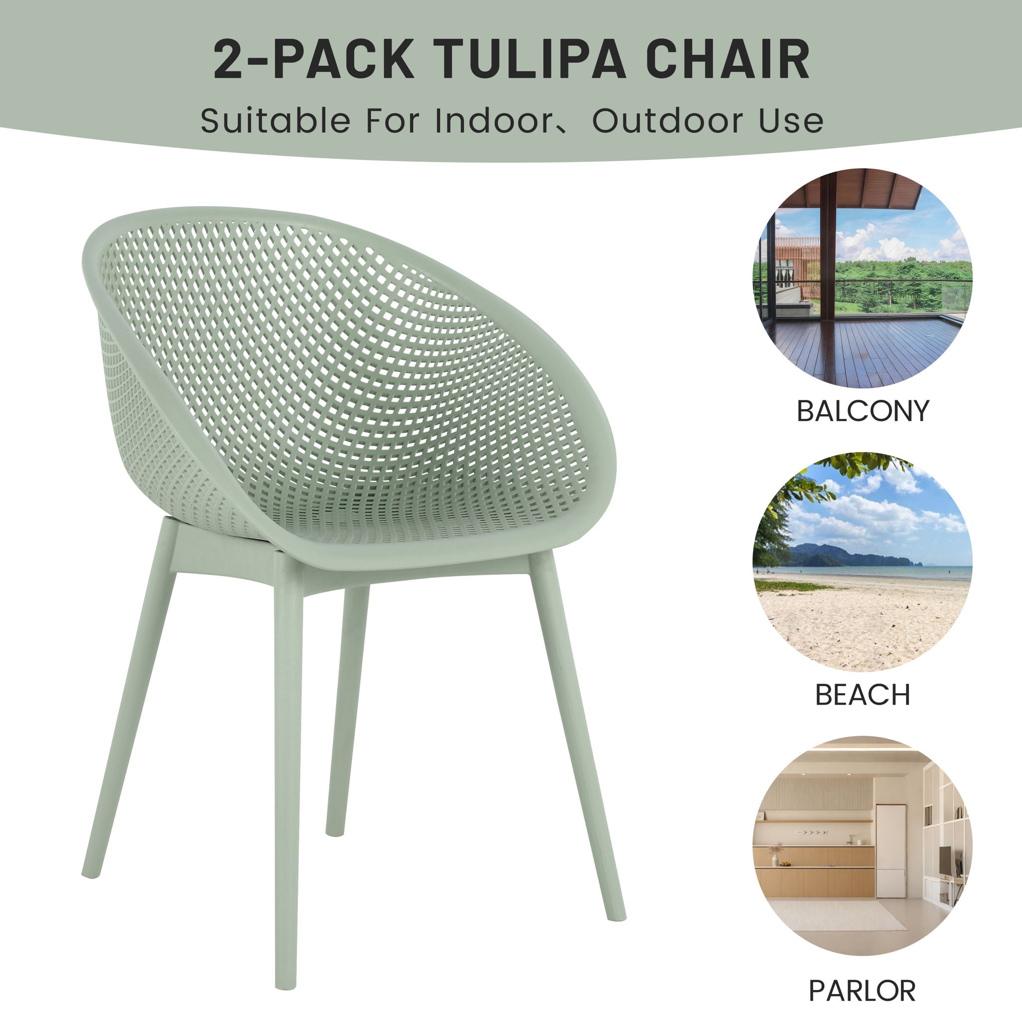 2 Piece Durable Single Chair With Mesh Hollow Out Design